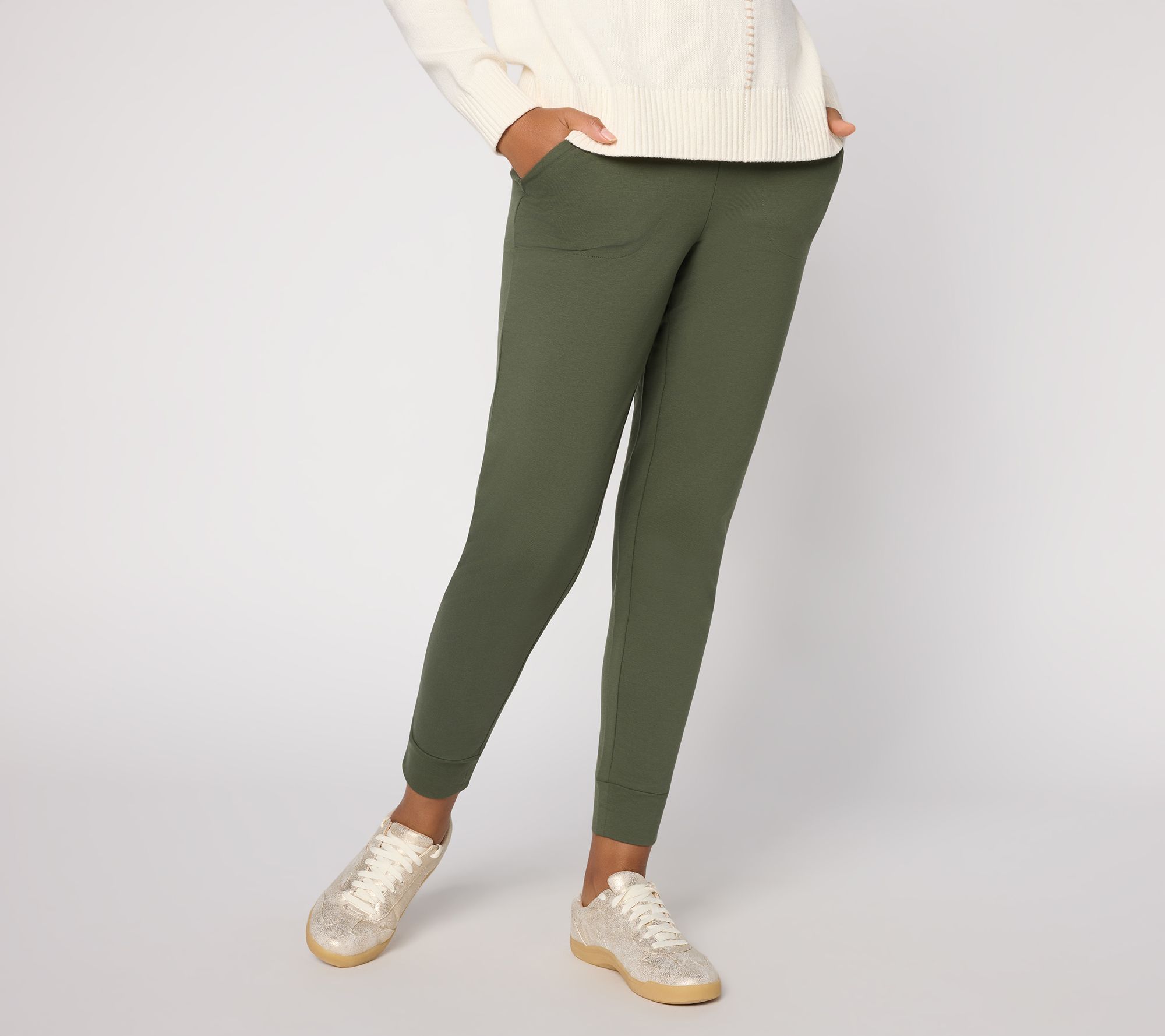 "As Is" Denim & Co. Petite EasyWear French Terry Ankle Jogger