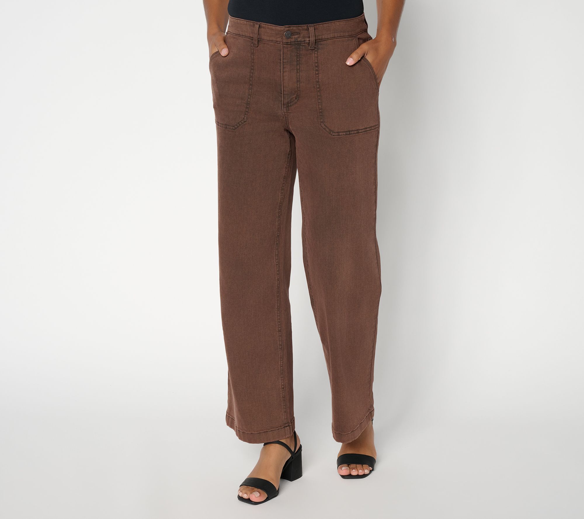 Susan Graver Regular Stretch Denim Wide Leg Jeans Fashion