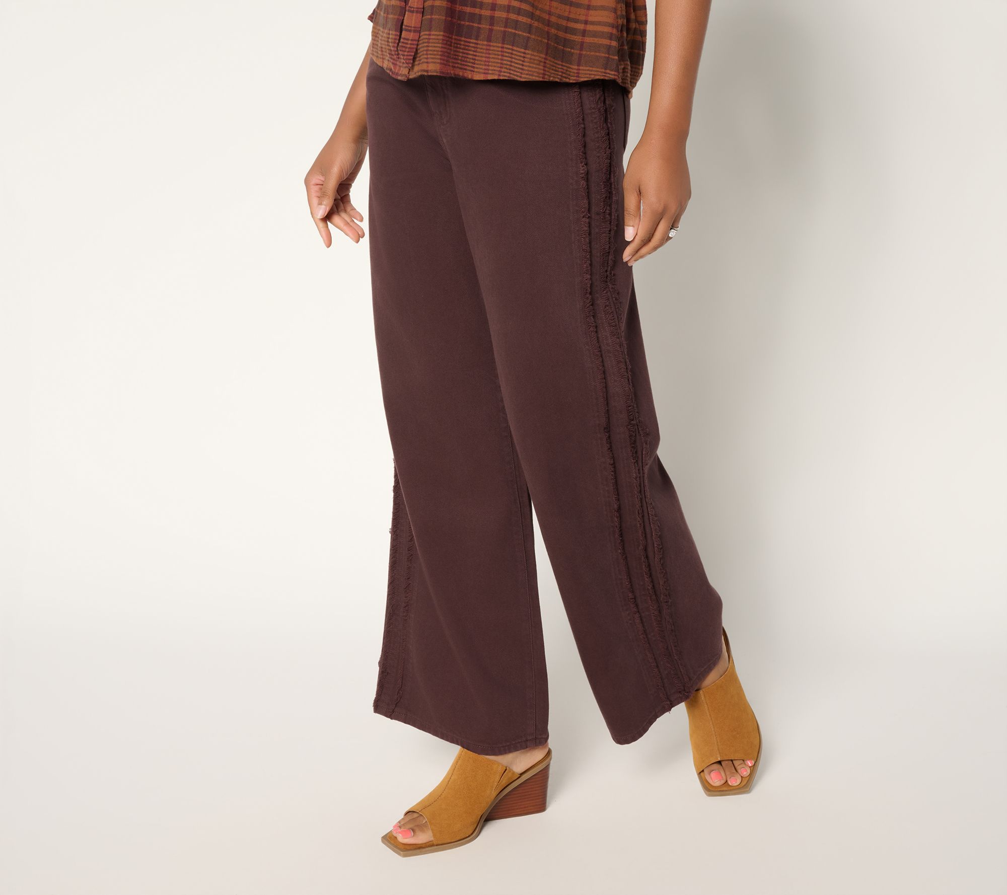 "As Is" Me by Jennie Garth Reg Fray Detail Wide Leg Jeans