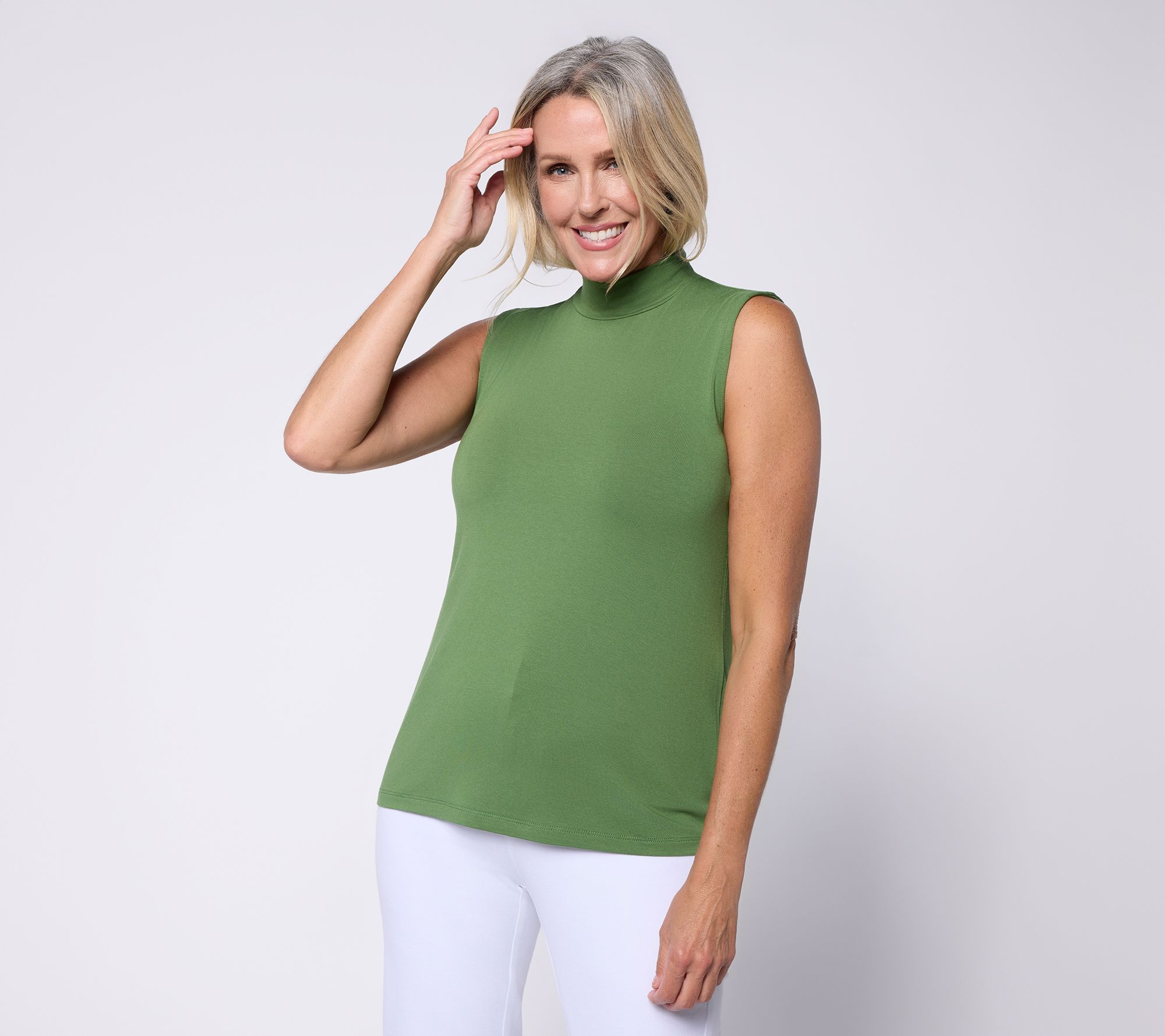 Susan Graver Essentials Rayon Allure Knit Mock- Neck Top