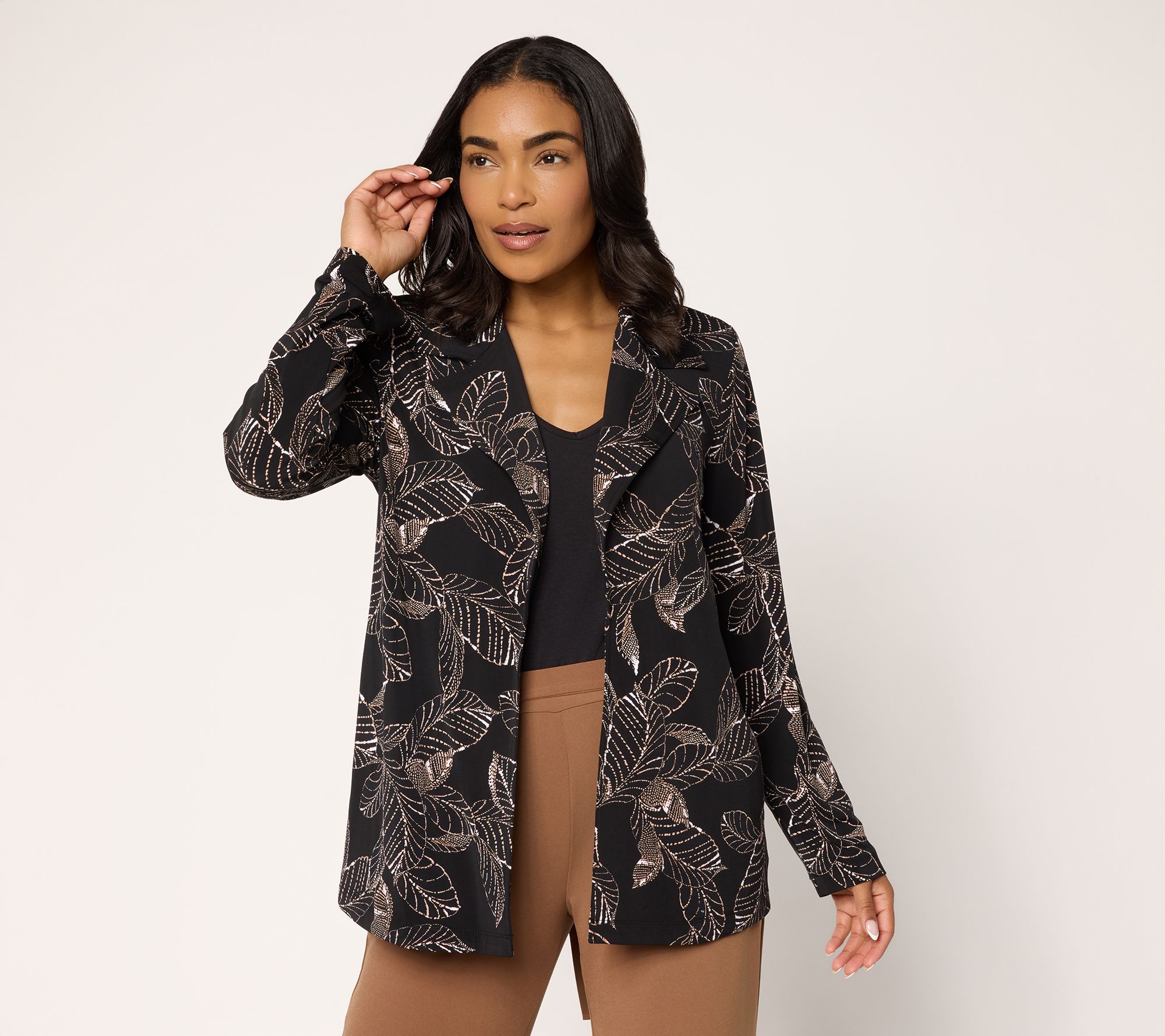 "As Is" Susan Graver Reg LK Luxe Print or Solid Cardigan