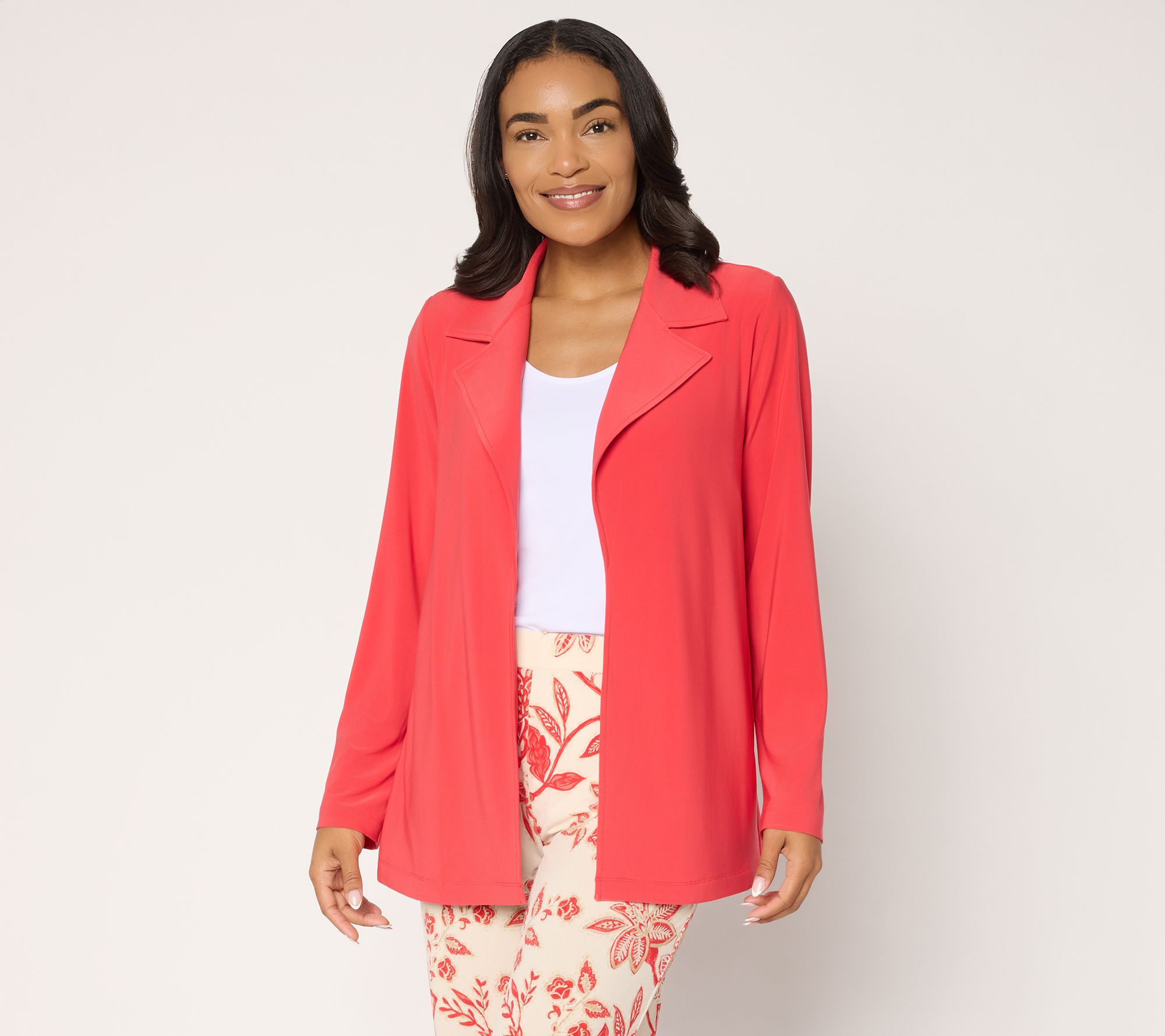 "As Is" Susan Graver Reg LK Luxe Print or Solid Cardigan