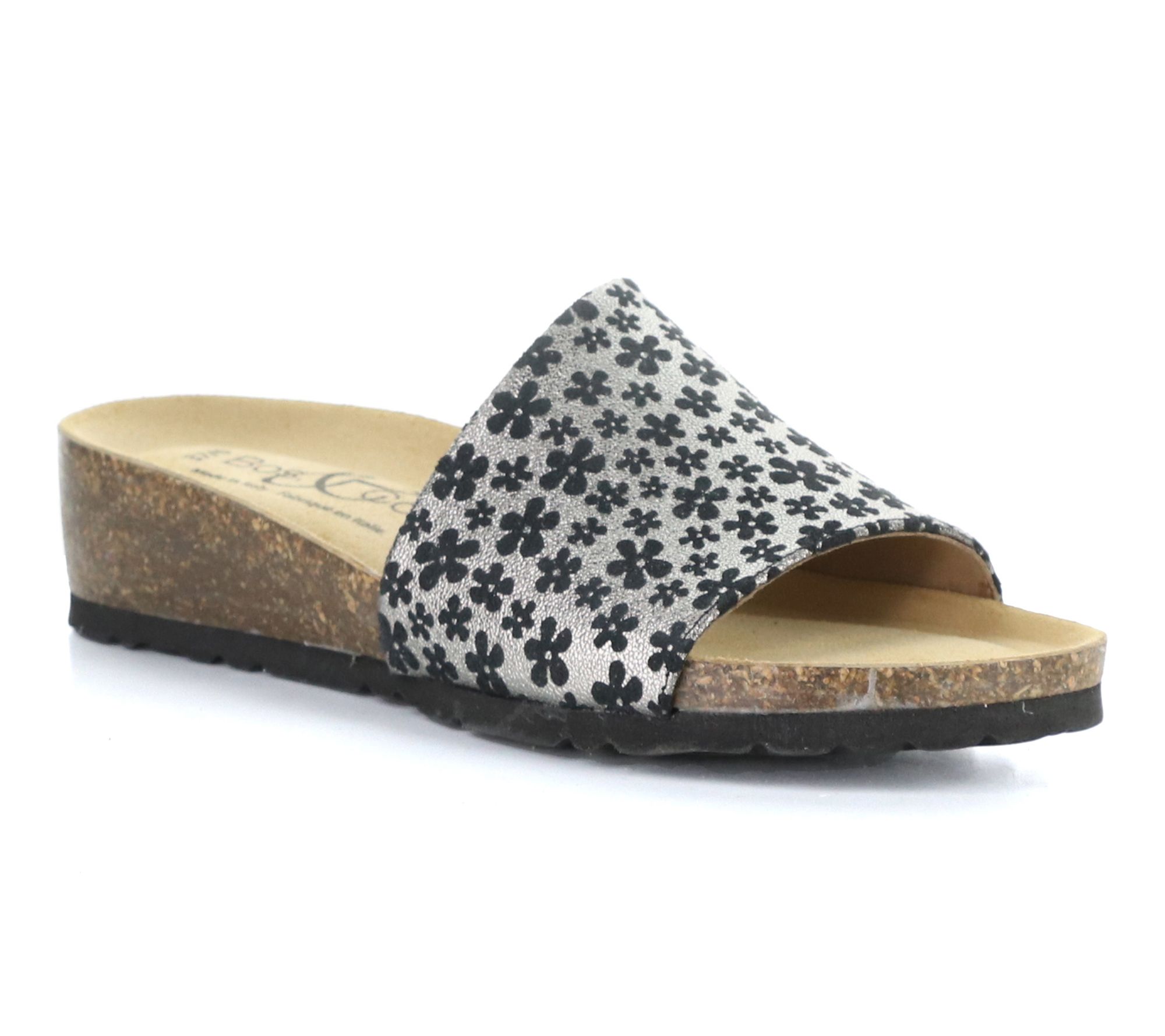 Bos. & Co. Cartier Floral Print Leather Slide Sandals - Lux