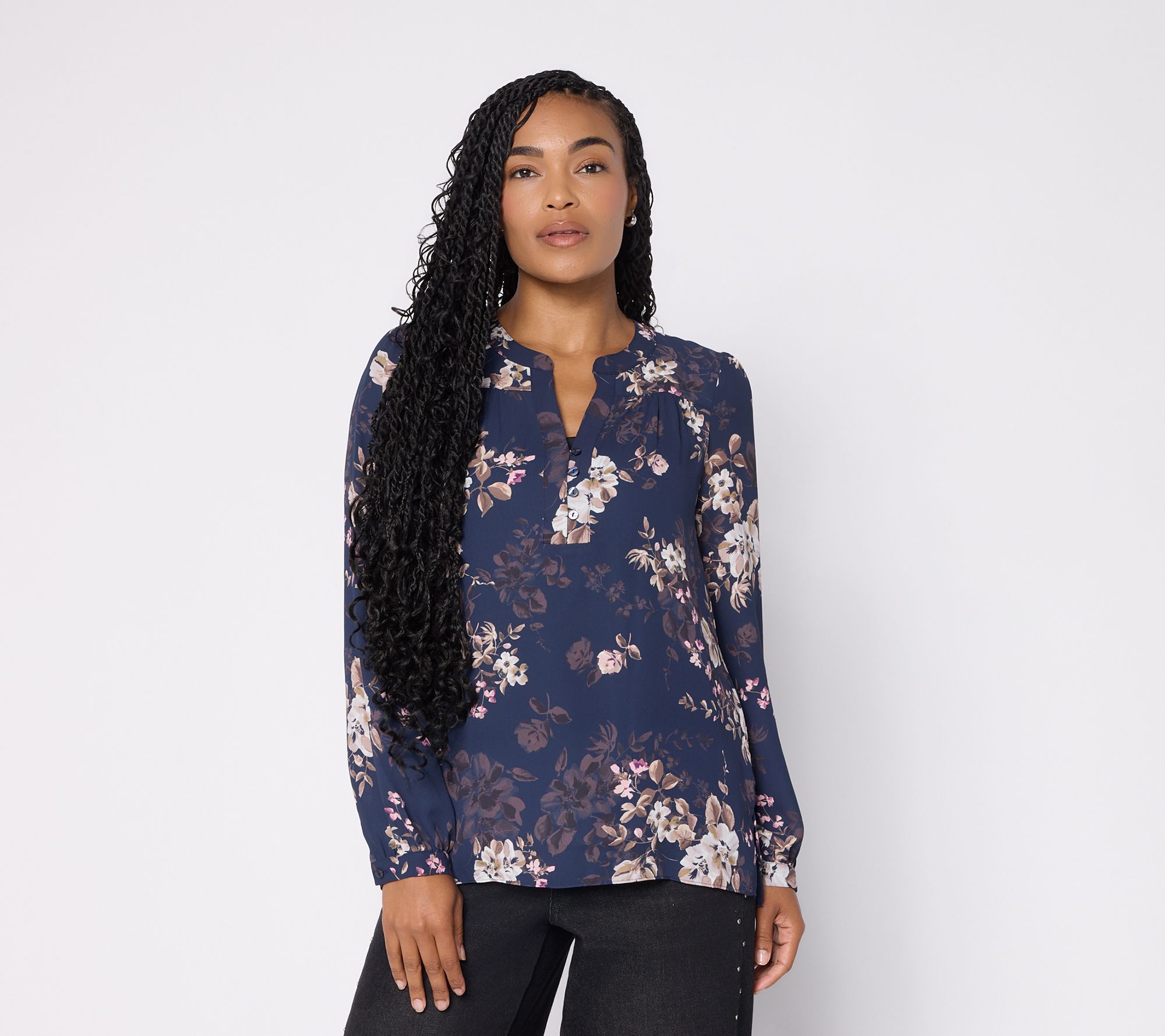 NYDJ Trinity Printed Long Sleeve Blouse