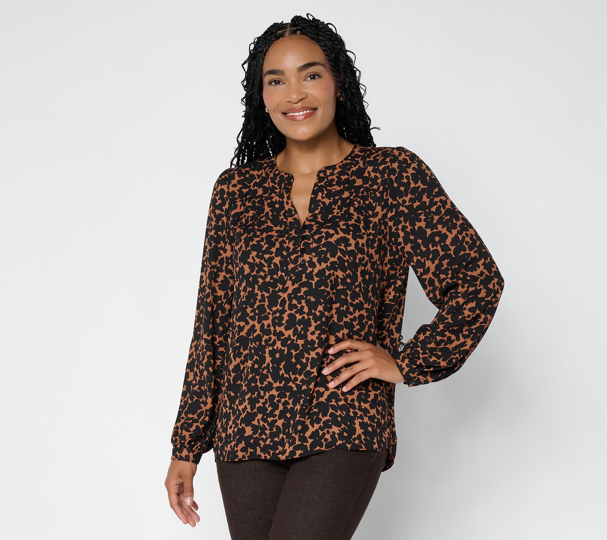 NYDJ Trinity Printed Long Sleeve Blouse