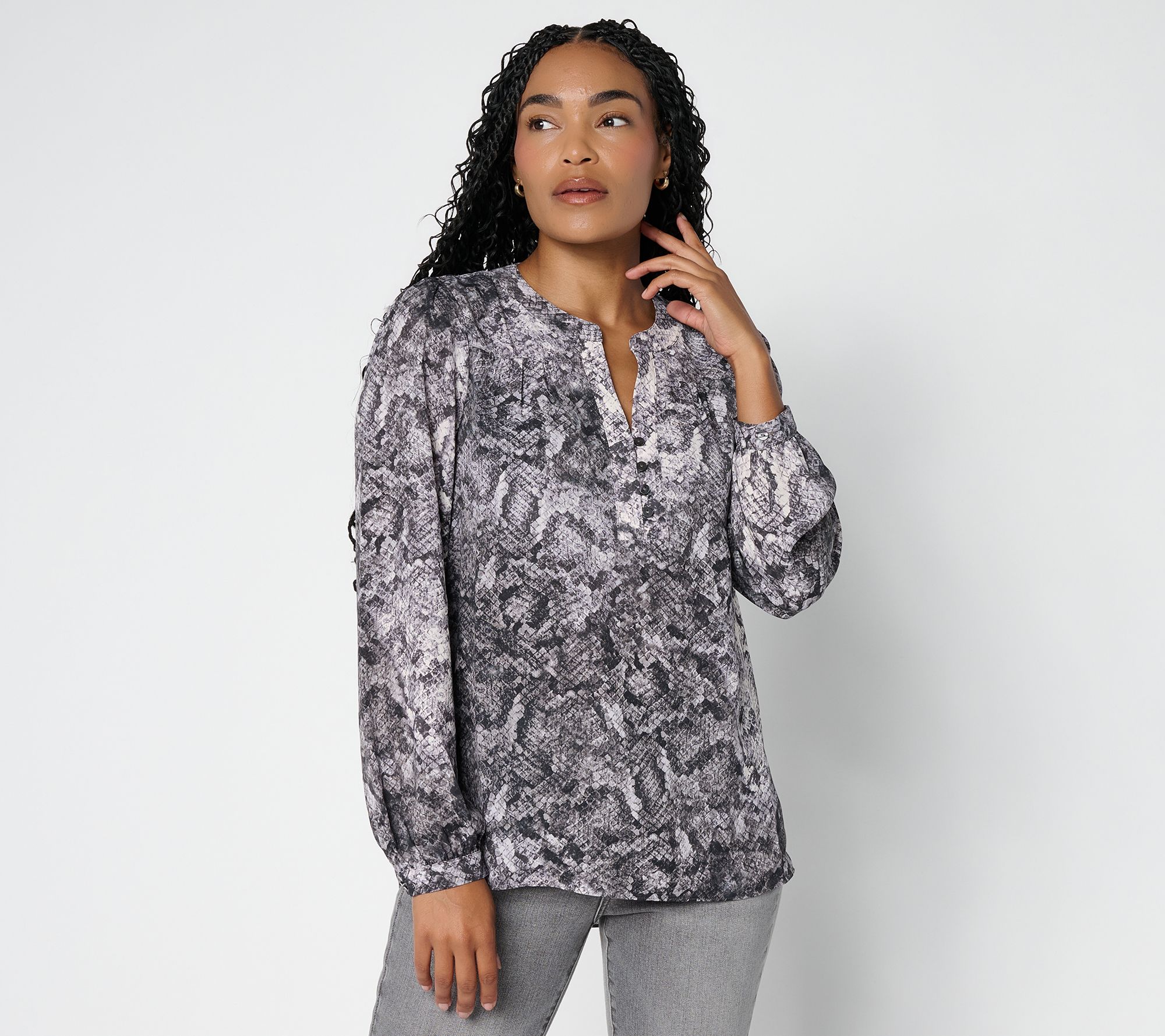 NYDJ Trinity Printed Long Sleeve Blouse