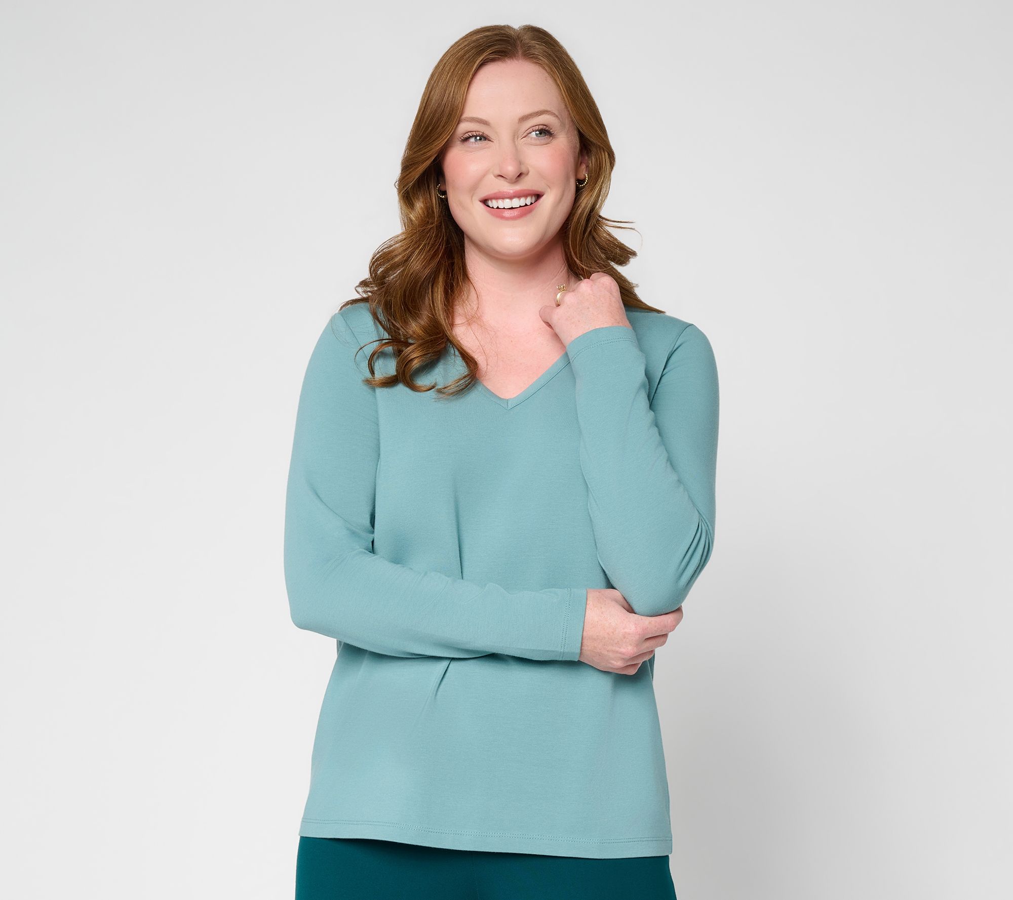  Susan Graver Essentials Comfy Cotton Long Sleeve Top
