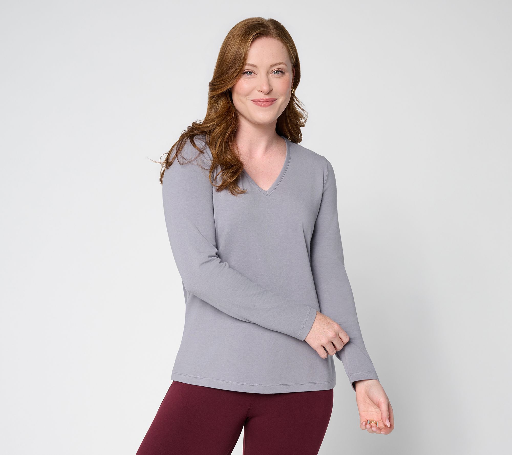 Susan Graver Essentials Comfy Cotton Long Sleeve Top