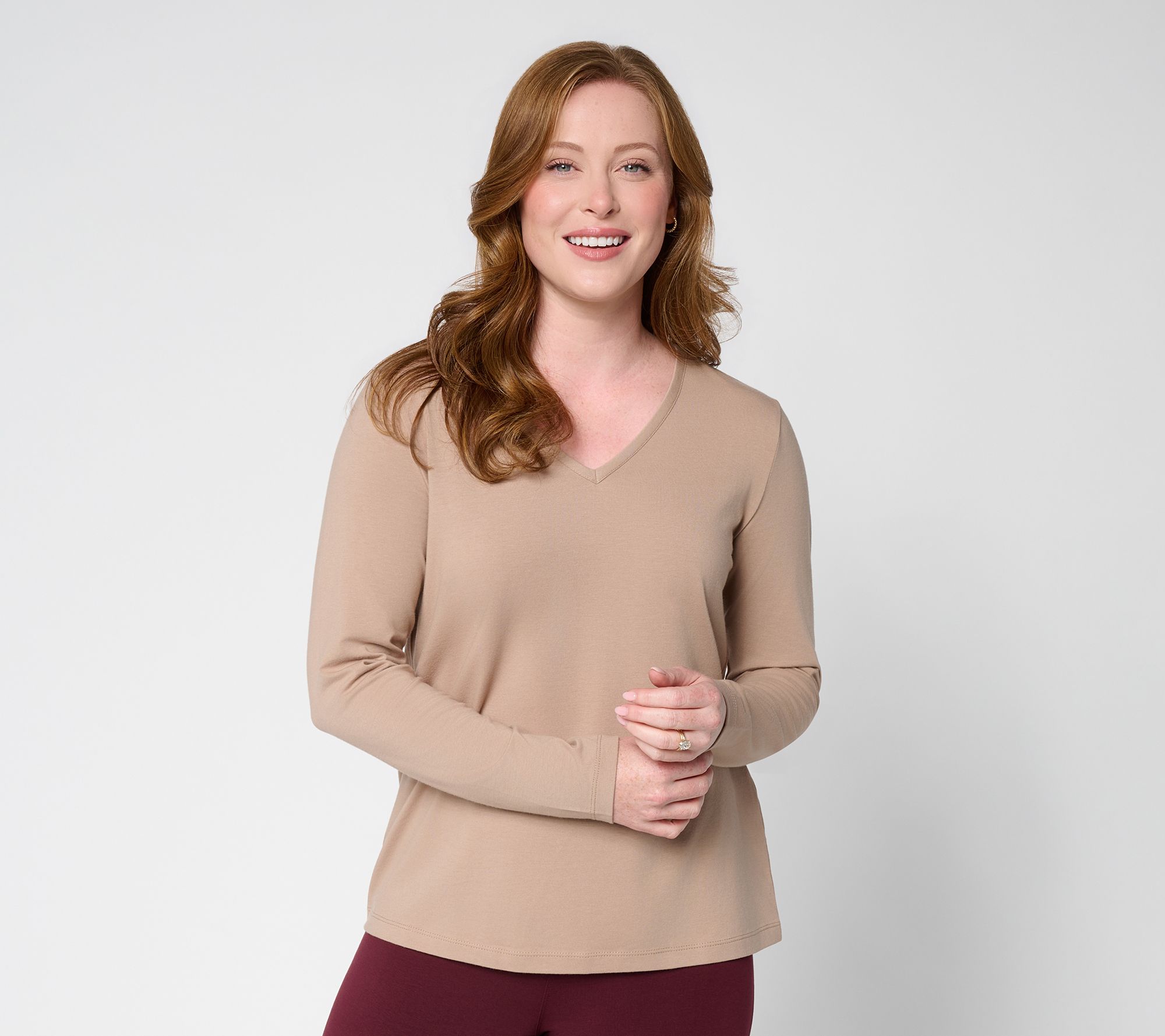 Susan Graver Essentials Comfy Cotton Long Sleeve Top