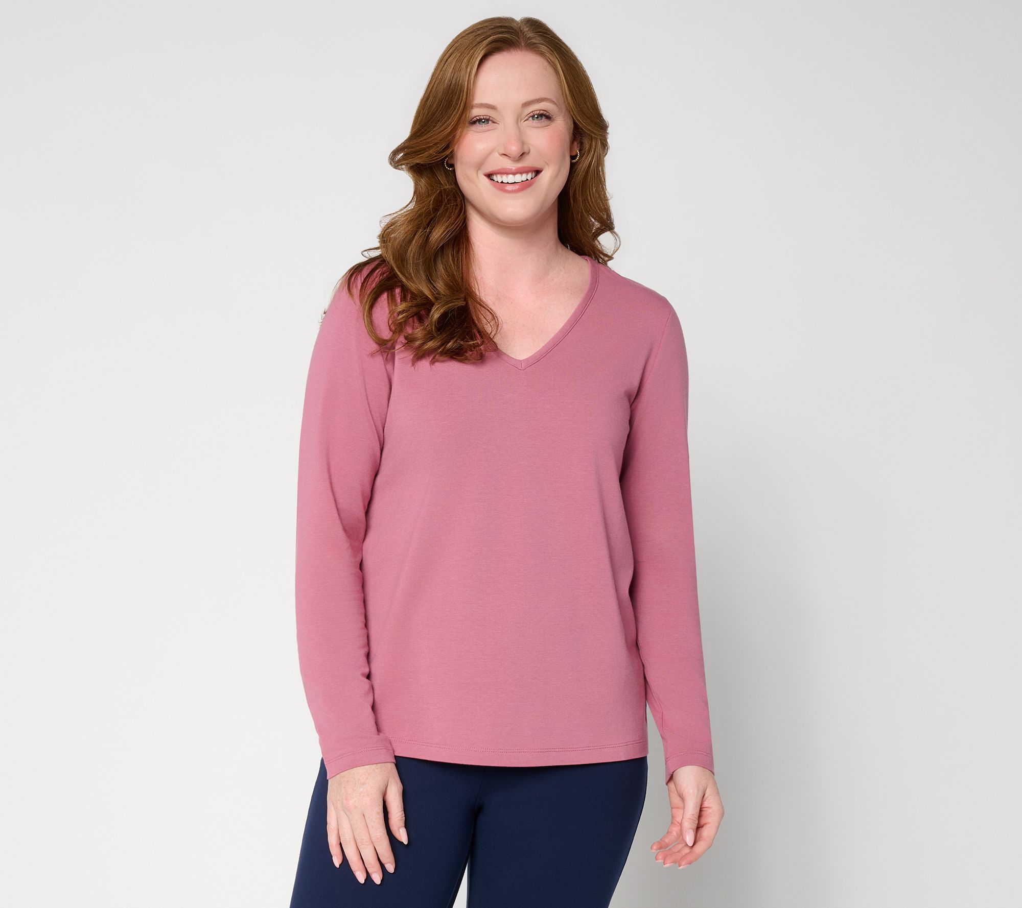 Susan Graver Essentials Comfy Cotton Long Sleeve Top