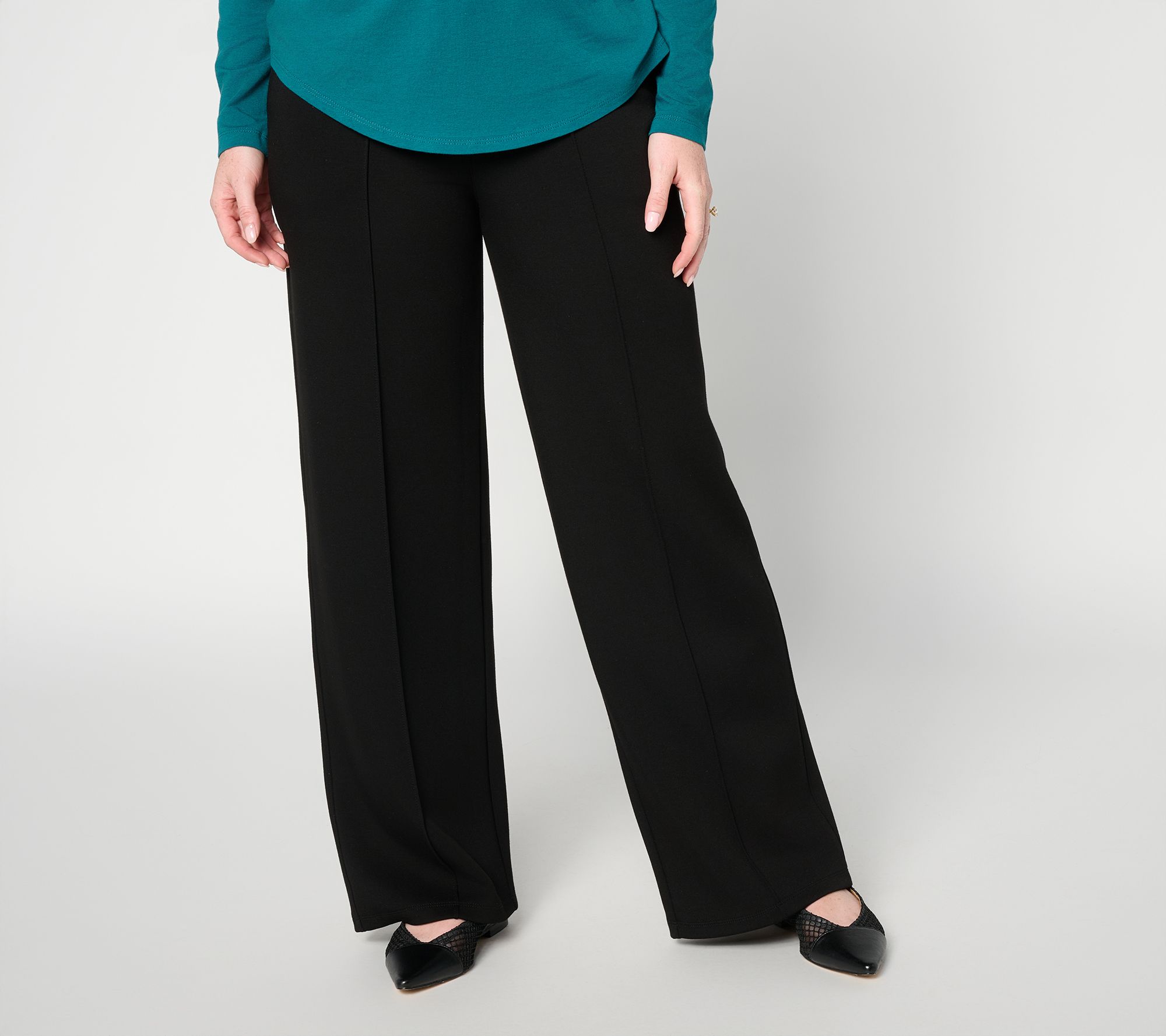 Susan Graver Weekend Regular Serene Knit Wide Leg Pants