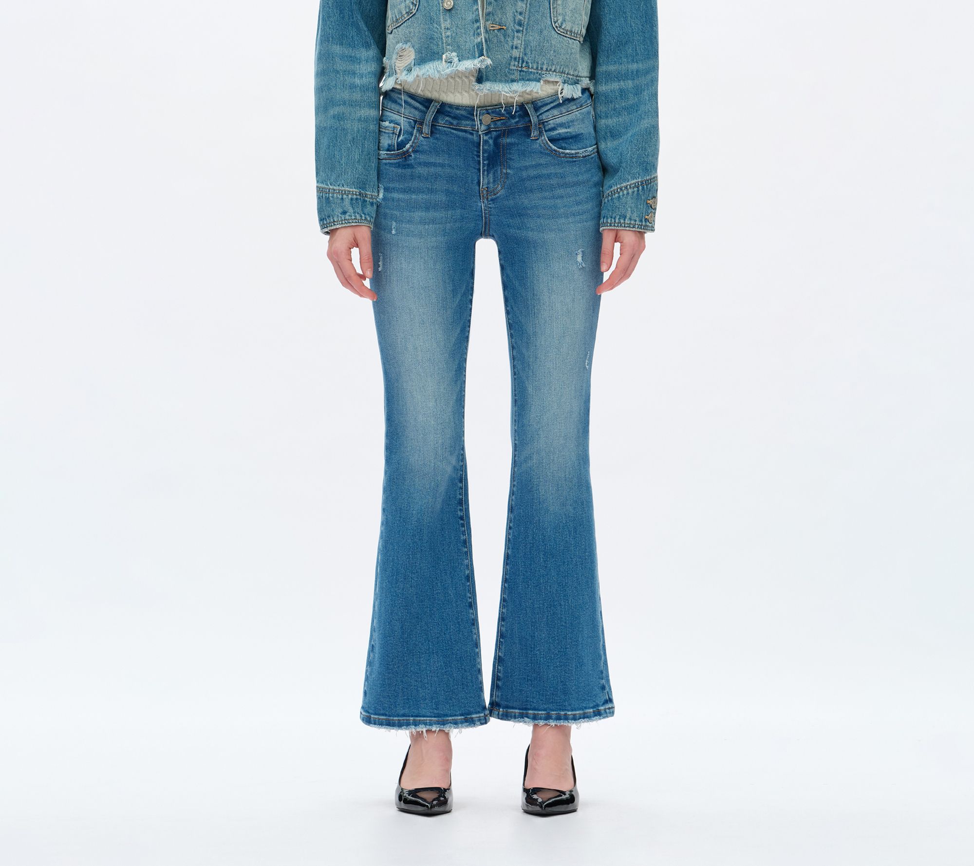 Bayeas Low Rise Flare Leg Jeans