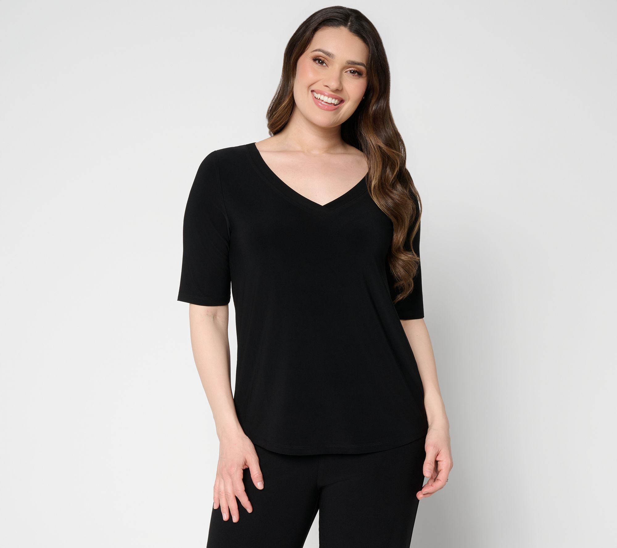 "As Is" Dennis Basso Basics Italia Knit Shirttail Top