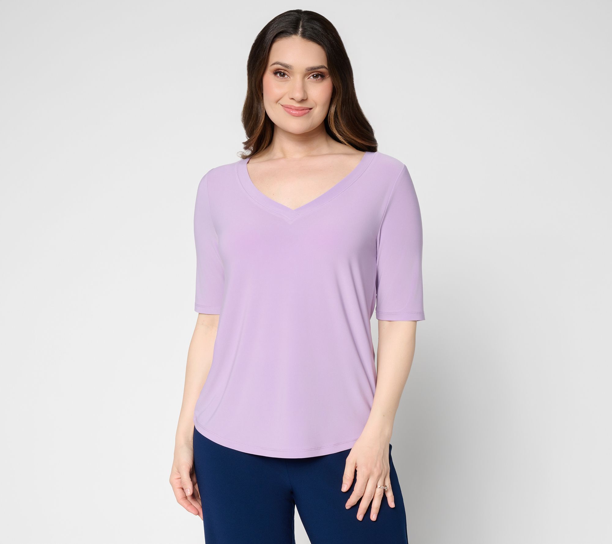"As Is" Dennis Basso Basics Italia Knit Shirttail Top