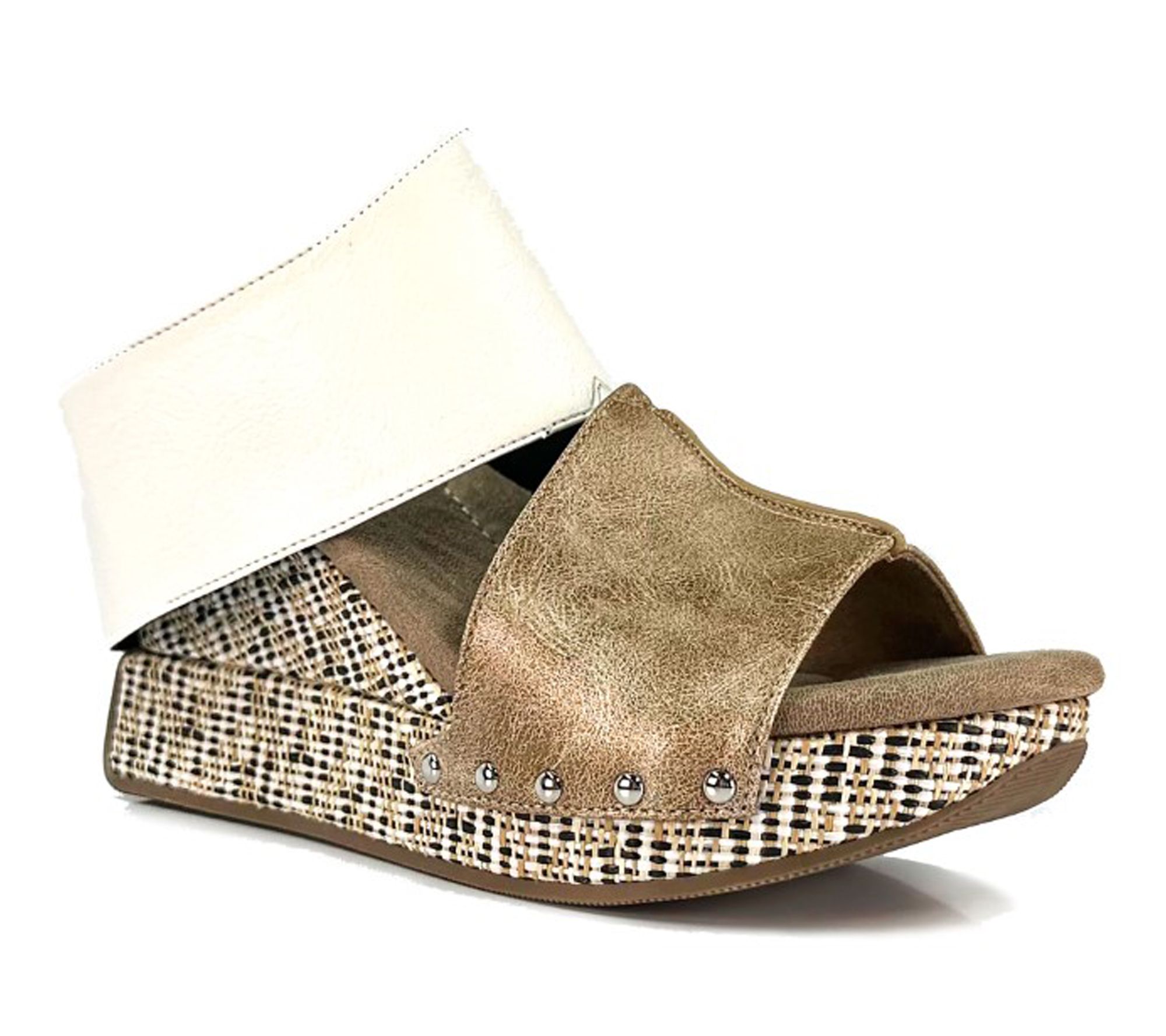 Modzori Virginia Reversible Wedge Sandal - White Flips Black