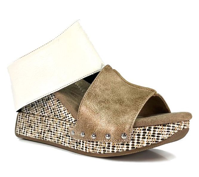 Modzori Virginia Reversible Wedge Sandal - White Flips Black