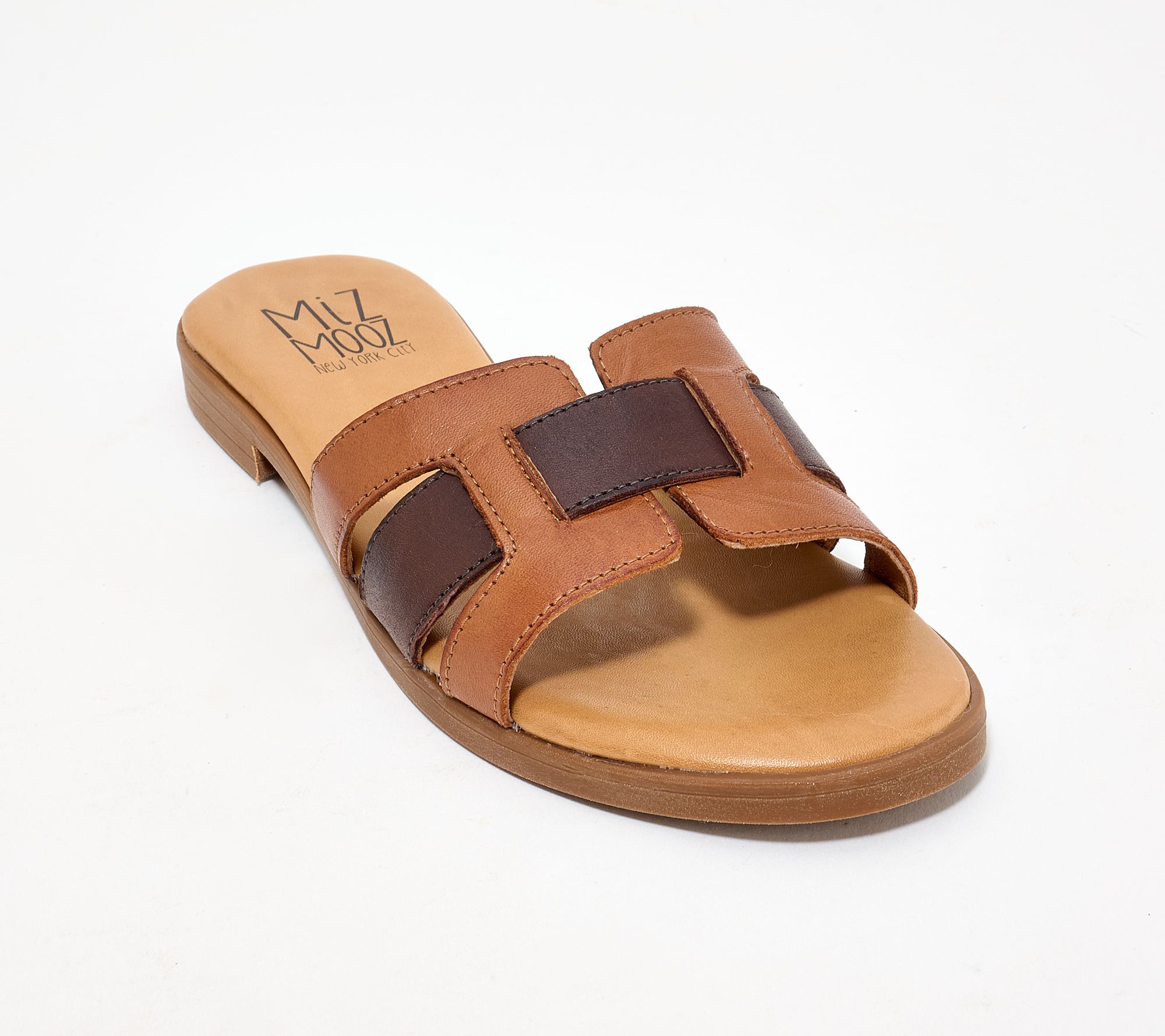 "As Is" Miz Mooz Leather Colorblocked Slide Sandals- Lennyn