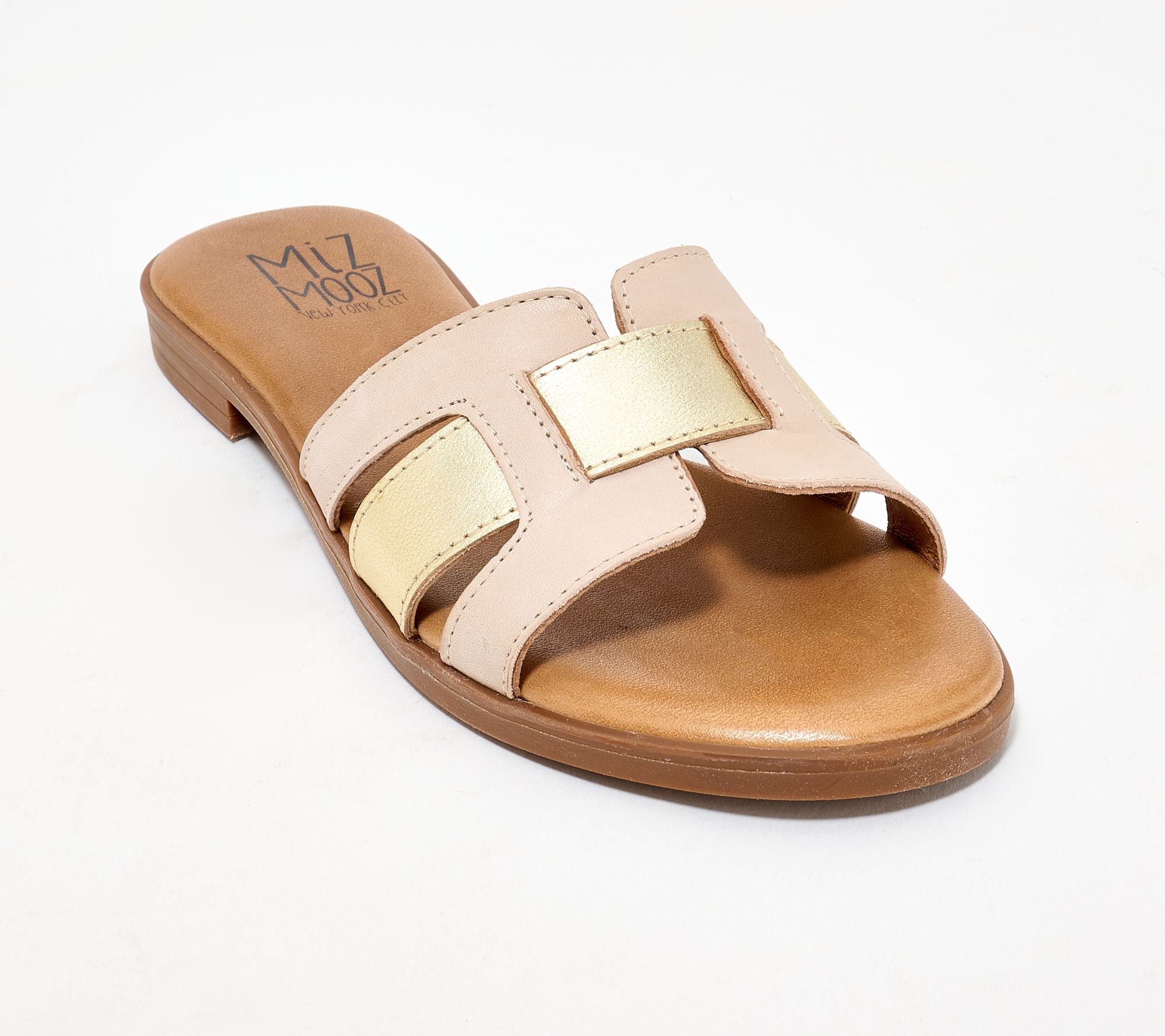 "As Is" Miz Mooz Leather Colorblocked Slide Sandals- Lennyn