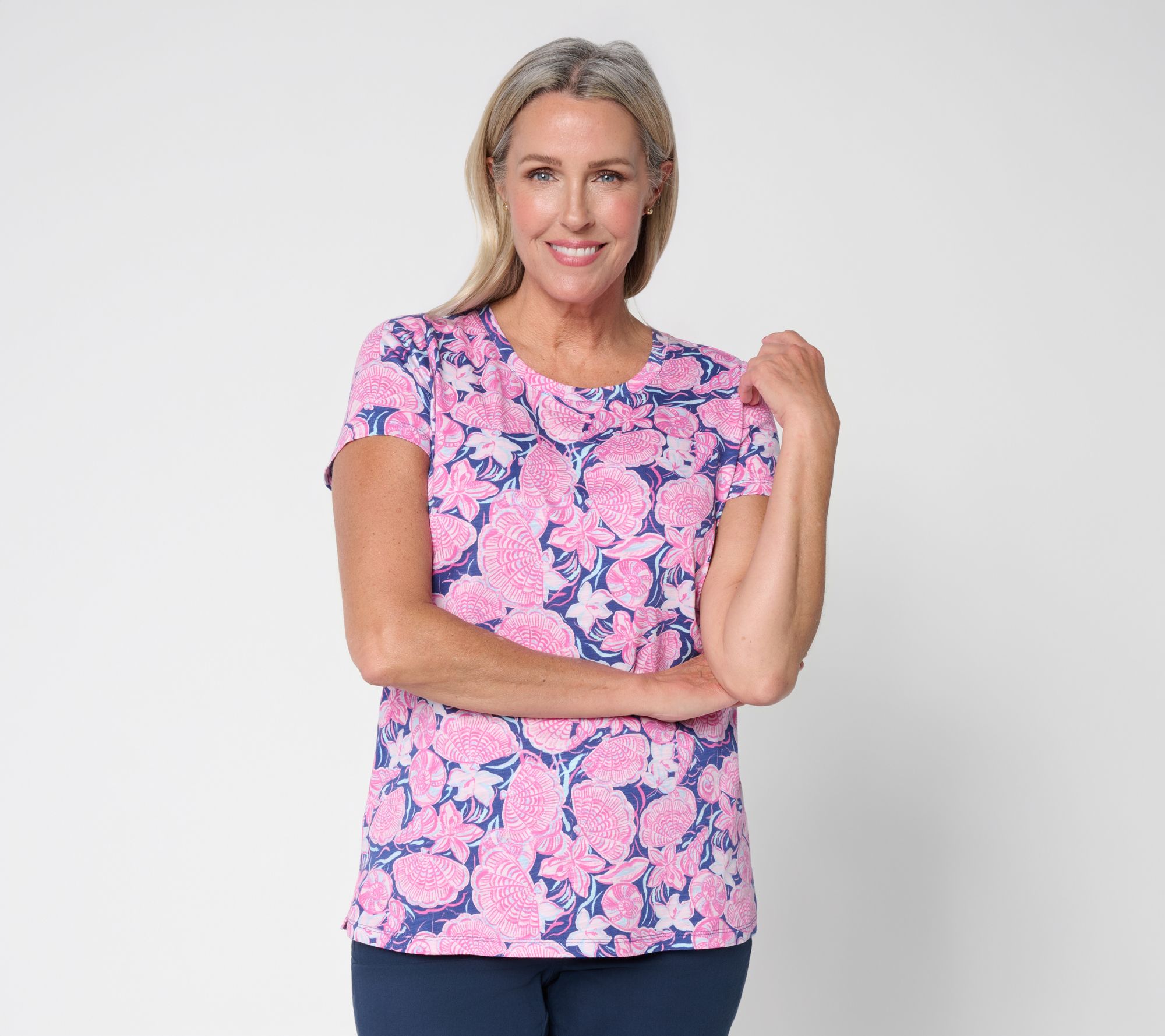 "As Is" Belle Beach by Kim Gravel Slub Knit Coastal Canvas Top