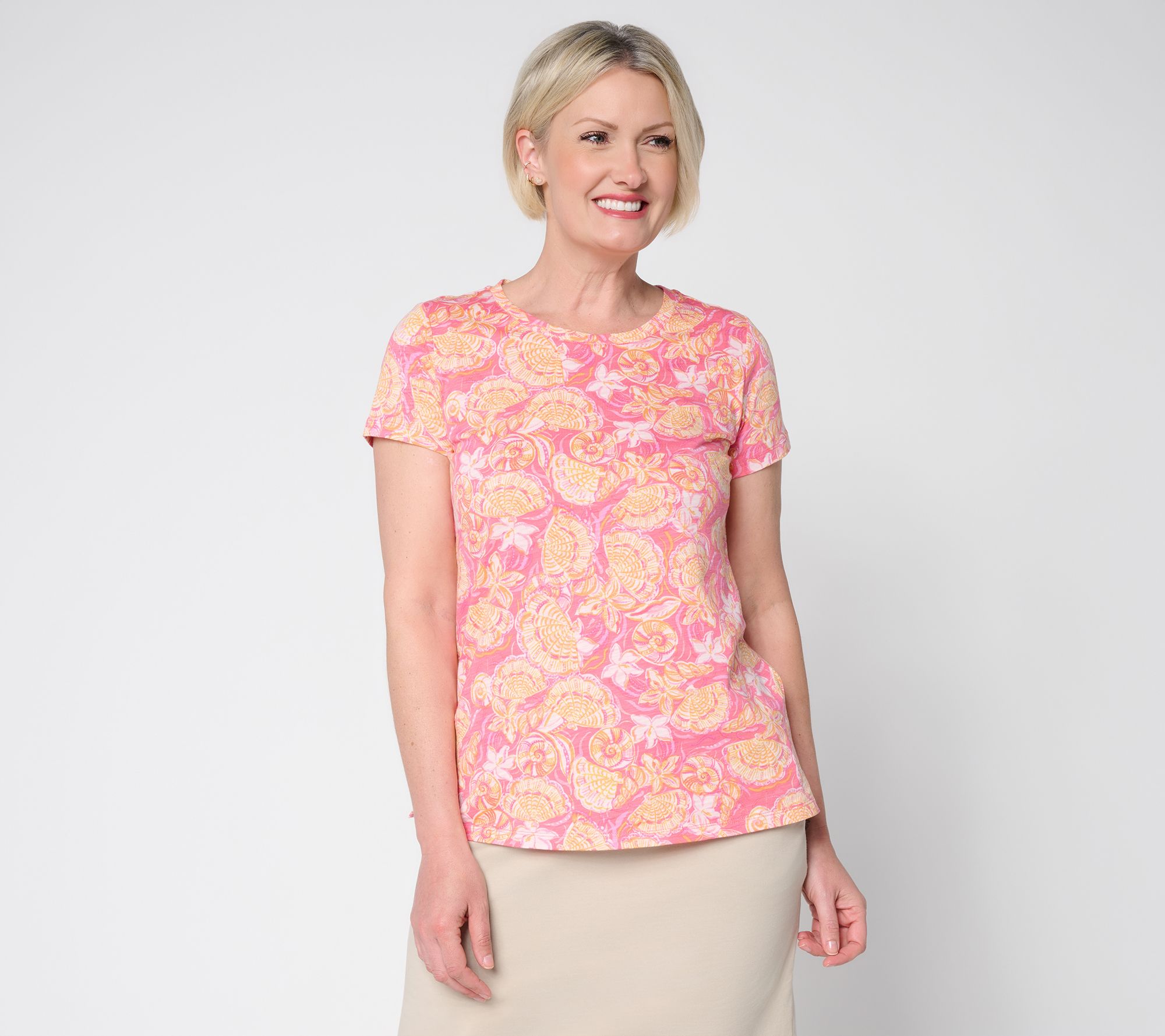 "As Is" Belle Beach by Kim Gravel Slub Knit Coastal Canvas Top
