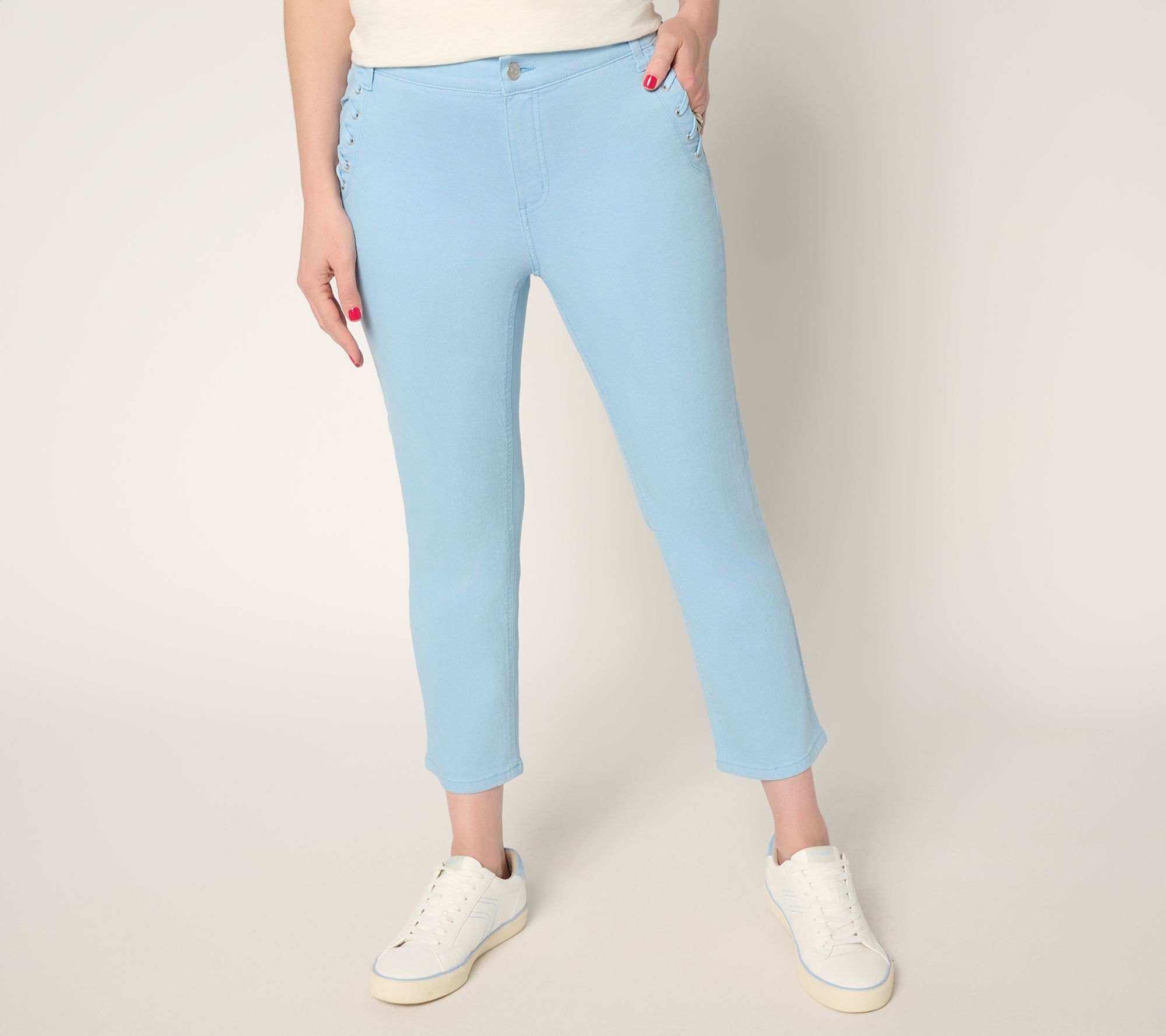 "As Is" Denim & Co. Regular Color Classic StretchCropJean w/Pocket Detail