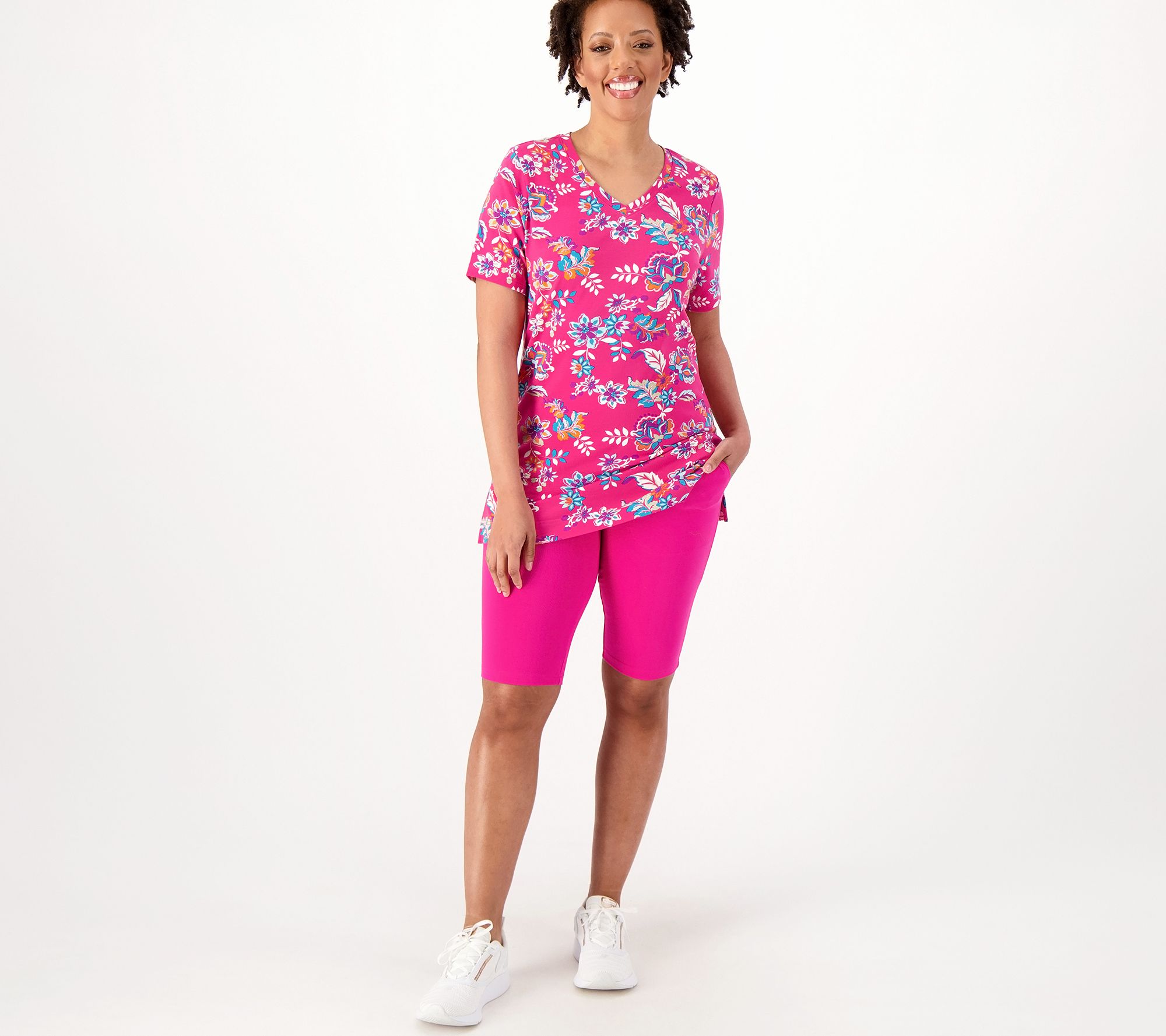 Sport Savvy Printed Jersey Tunic wSolid Bike Short Set - QVC.com