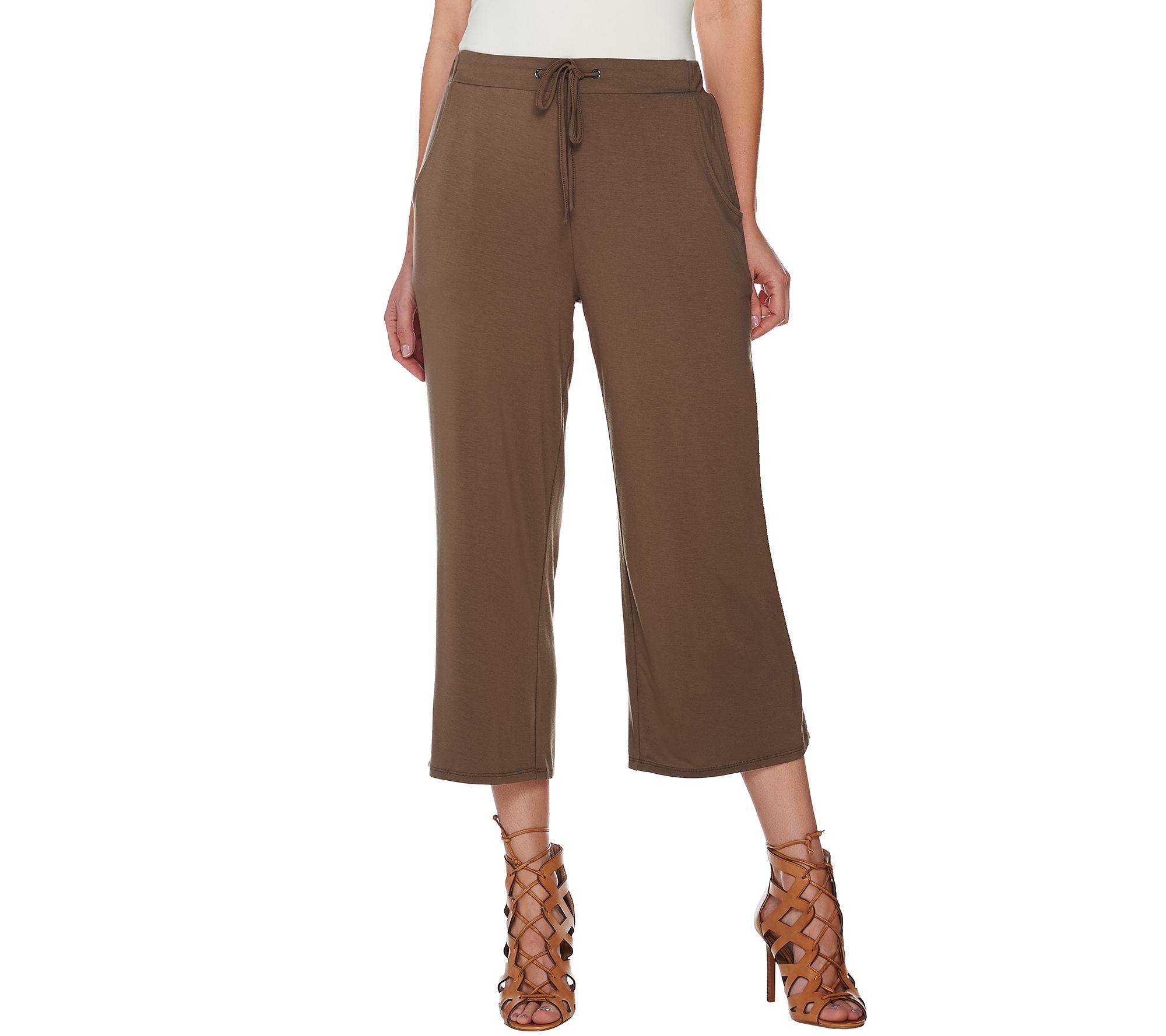 H by Halston Pull-on Crop Wide Leg Pants with Self-Tie - Page 1 — QVC.com