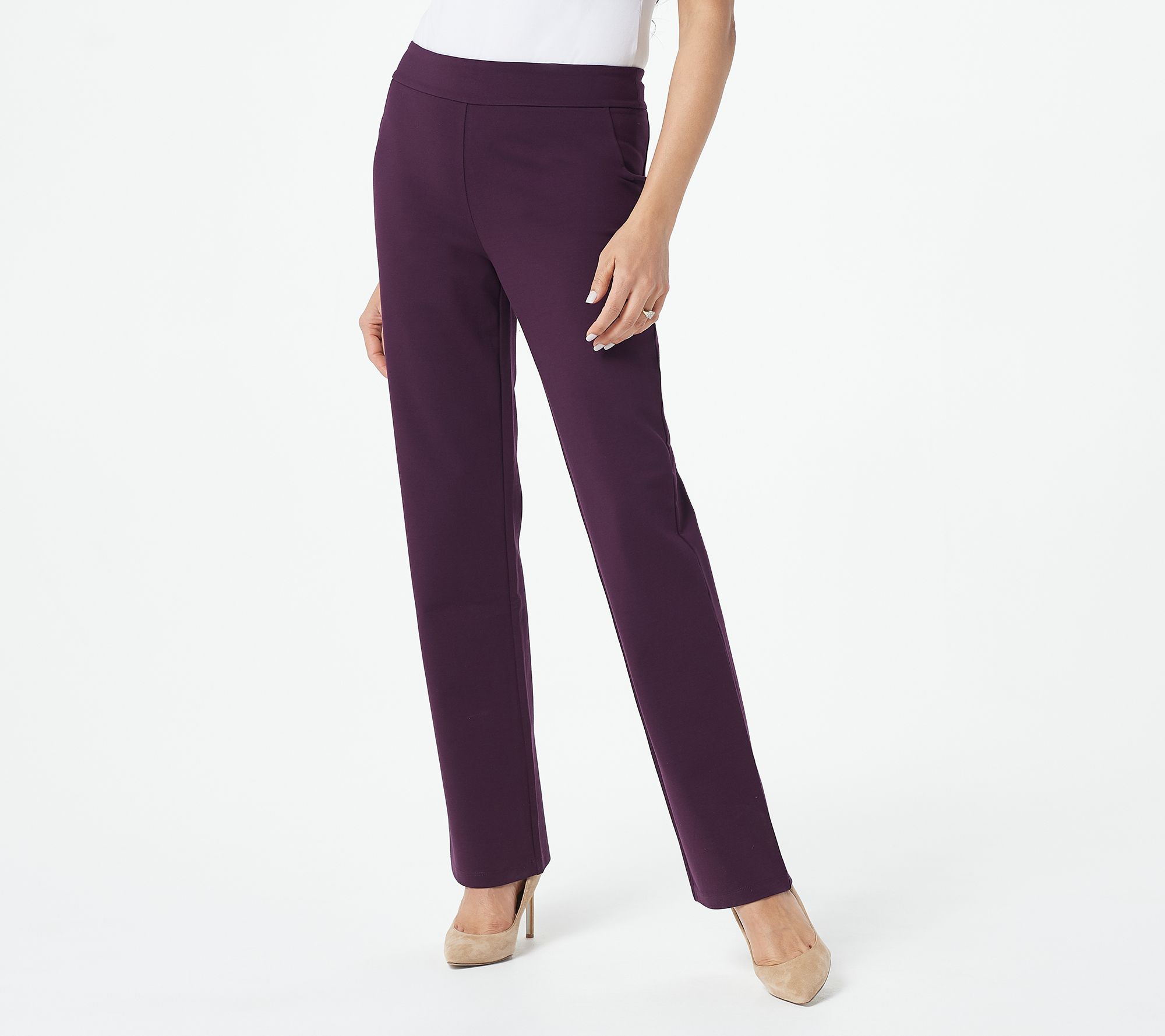 Linea by Louis Dell'Olio Petite Pull-On Super Ponte Knit Pants - QVC.com