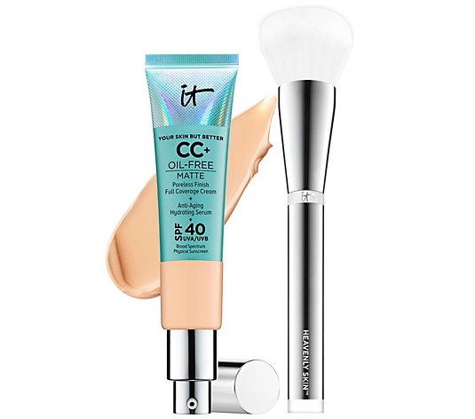 IT Cosmetics Full Coverage Oil-Free Matte CC Cream SPF 40 with Luxe Brush