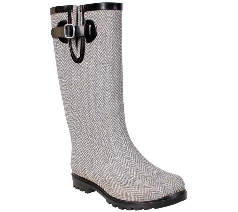 Nomad Puddles Rubber Rain Boots Herringbone QVC