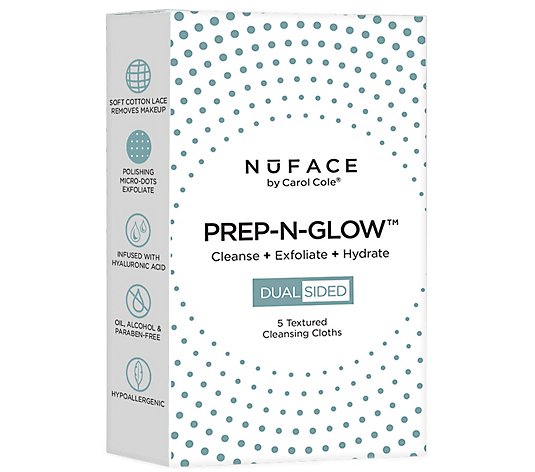NuFACE PREP-N-GLOW Cleanse Exfoliation Cloths,5-Count