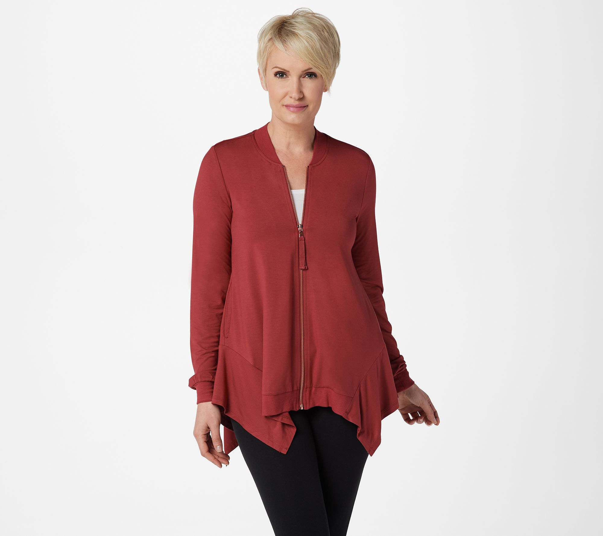 LOGO by Lori Goldstein Printed Rayon 230 3/4 Sleeve Peplum Top