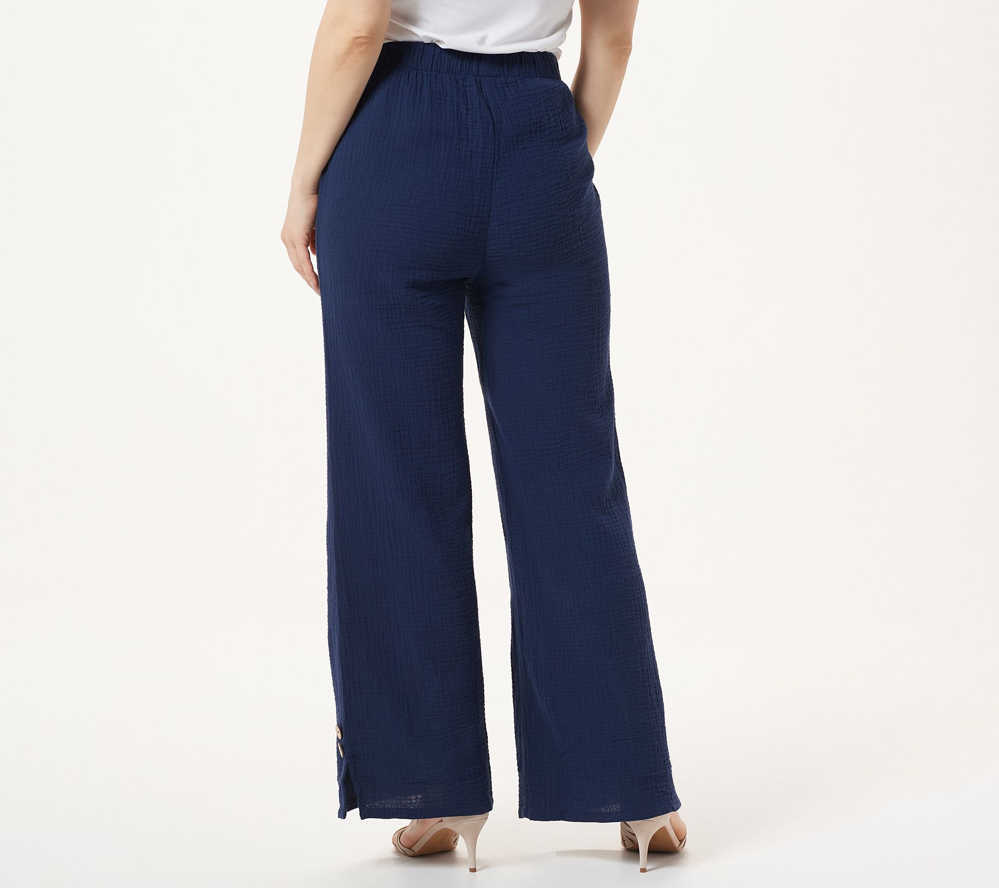 Truth + Style Regular Crinkled Woven Pull-On Pants w Button Detail ...
