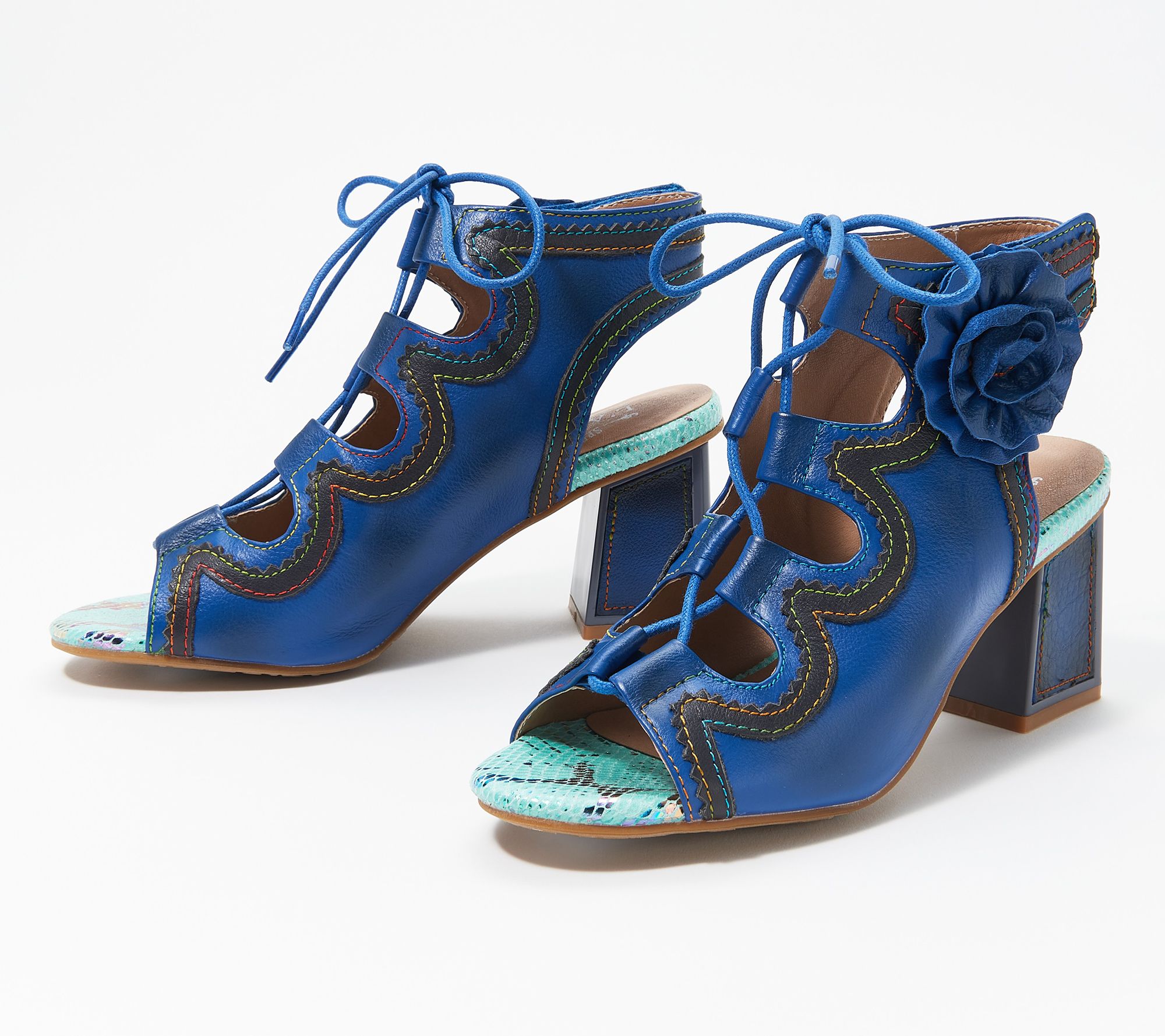 Blue lace up online sandals