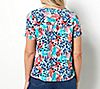 Denim & Co. Printed Boatneck Woven Top with Shirring, 1 of 3