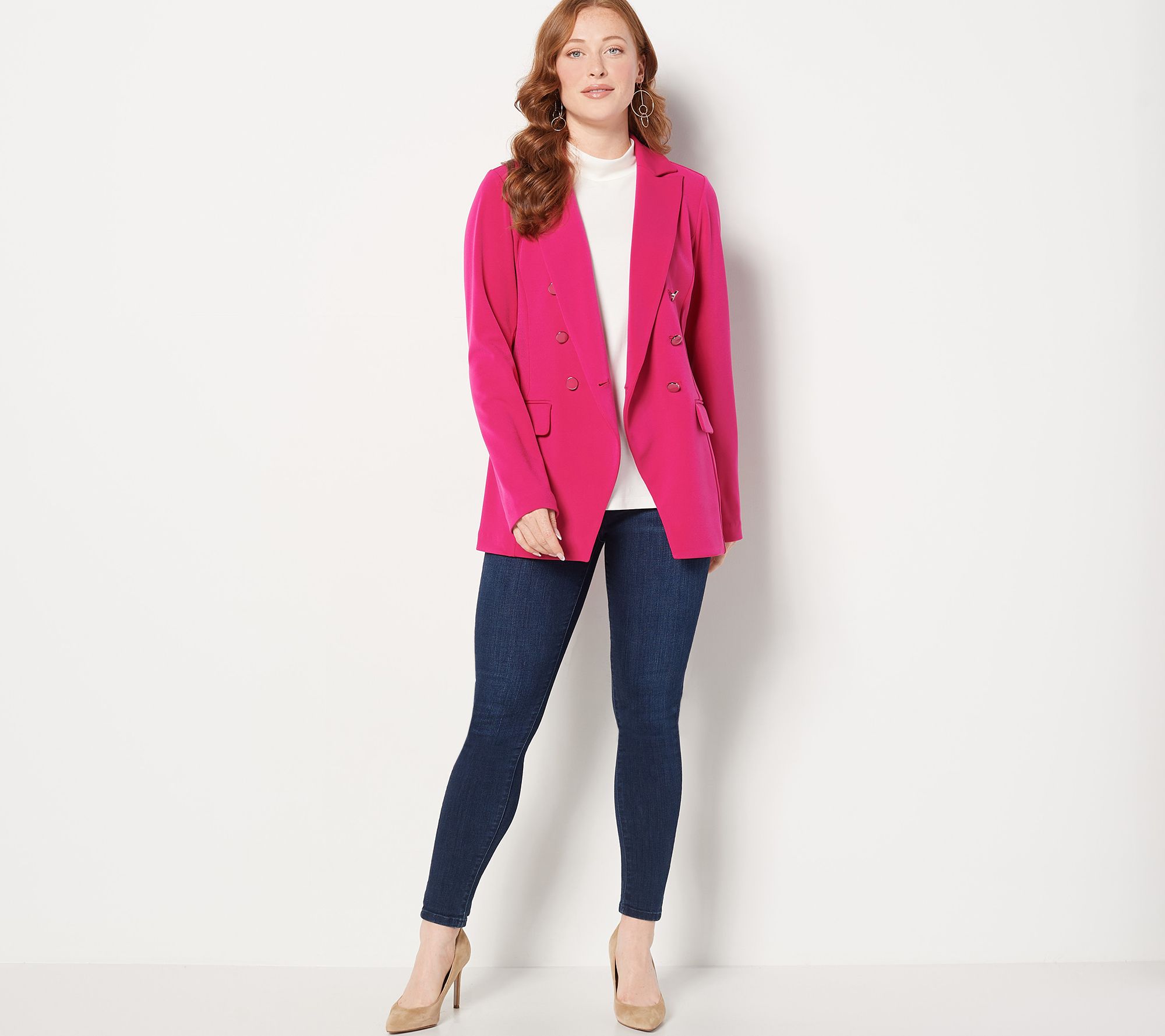 "As Is" GRAVER Susan Graver Reg LK Fusion Double-Breasted Blazer