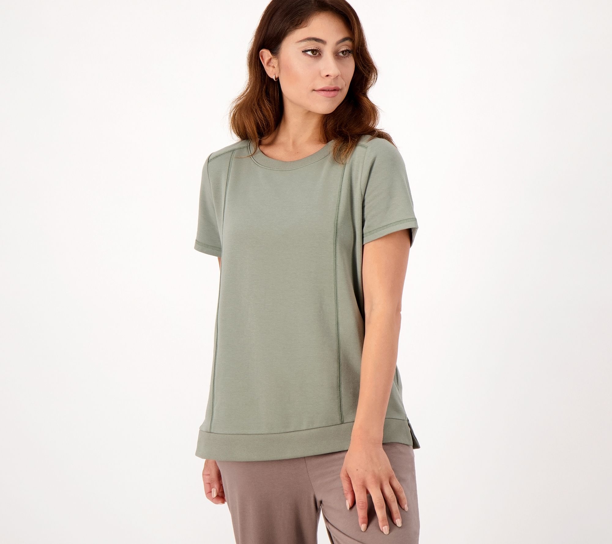 zuda ZKnit Short Sleeve Top with Front Seaming