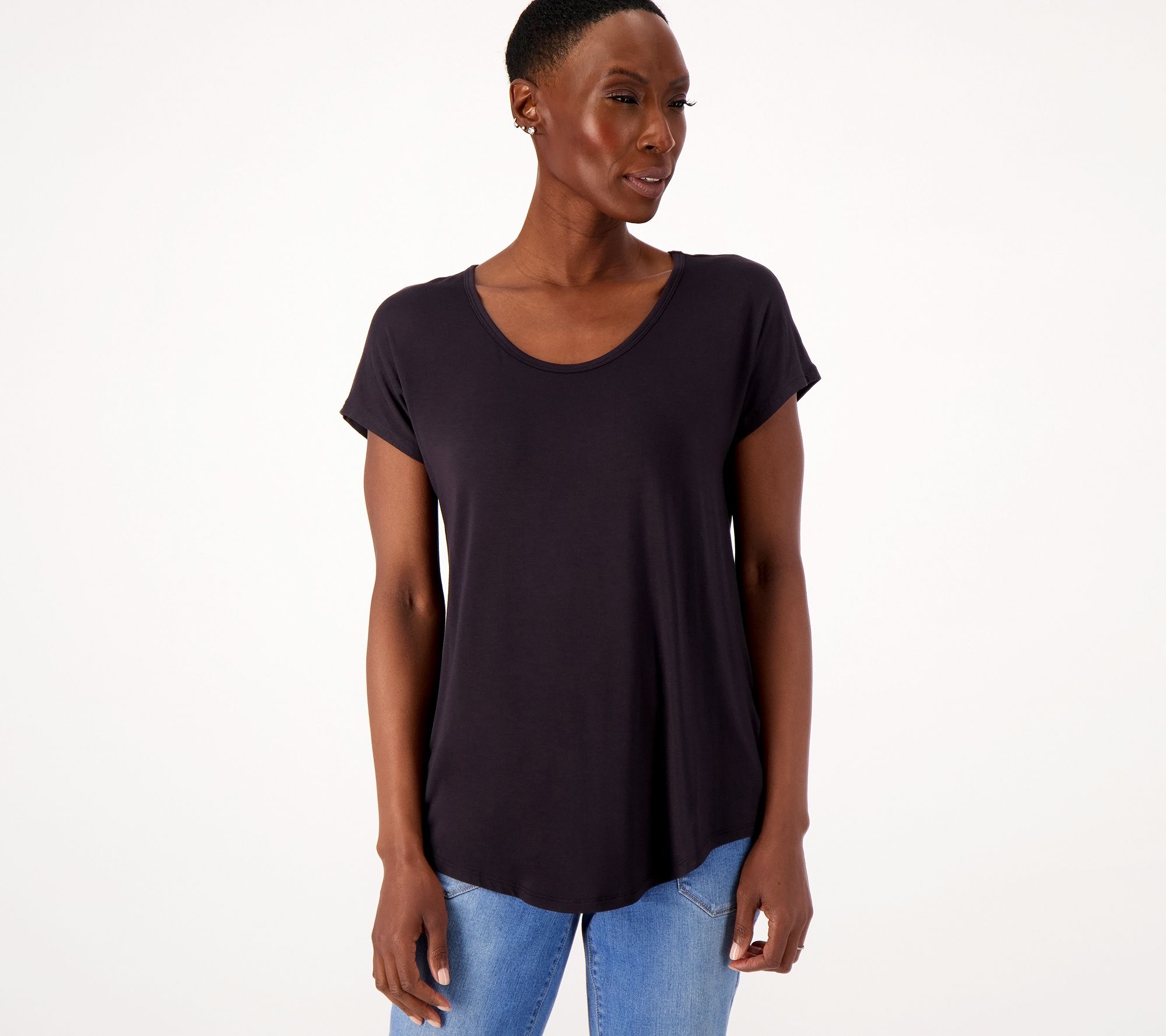 "As Is" Lands End Regular Short Sleeve Jersey Knit U-Neck Top