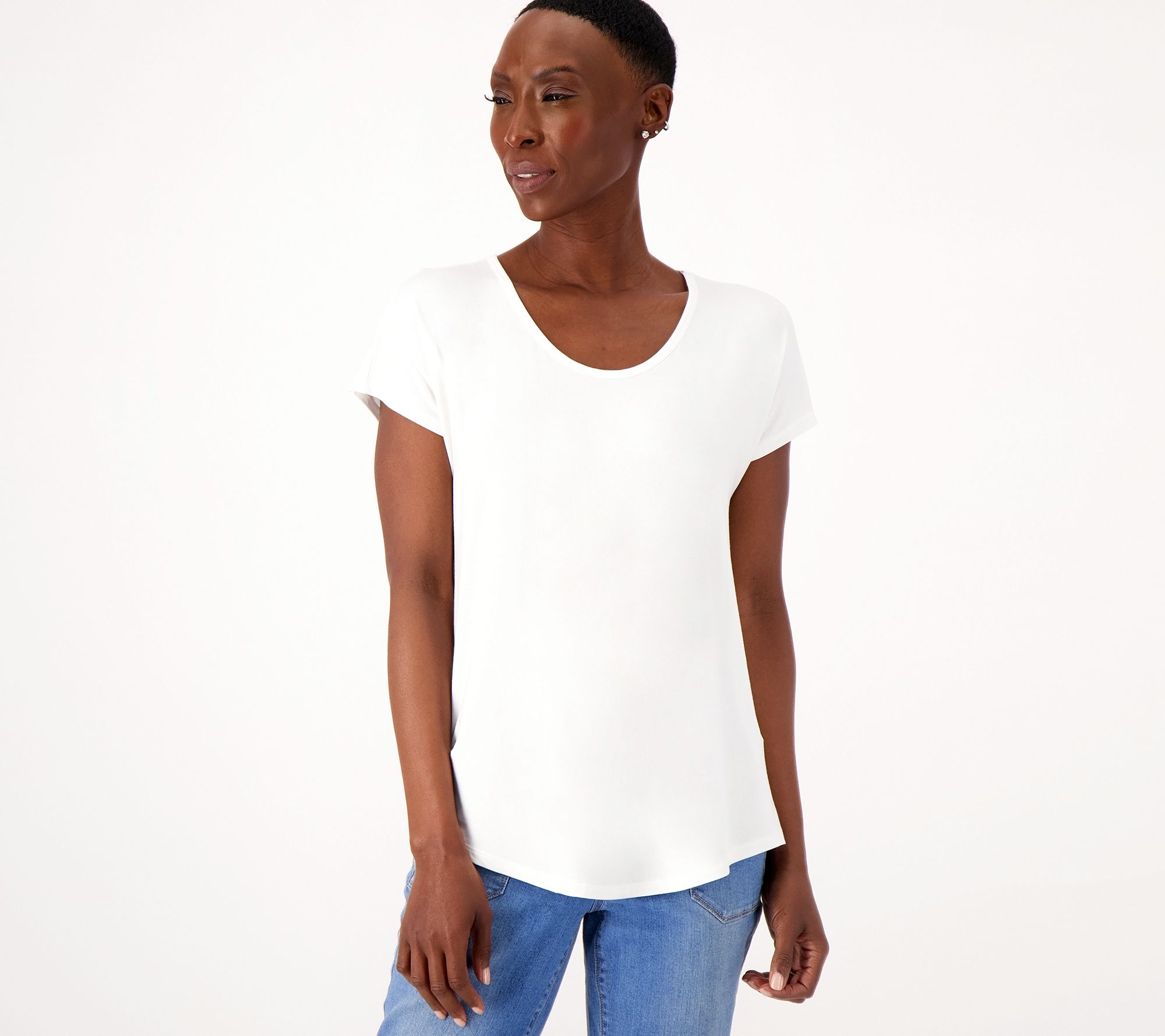 Lands End Regular Short Sleeve Jersey Knit U-Neck Top