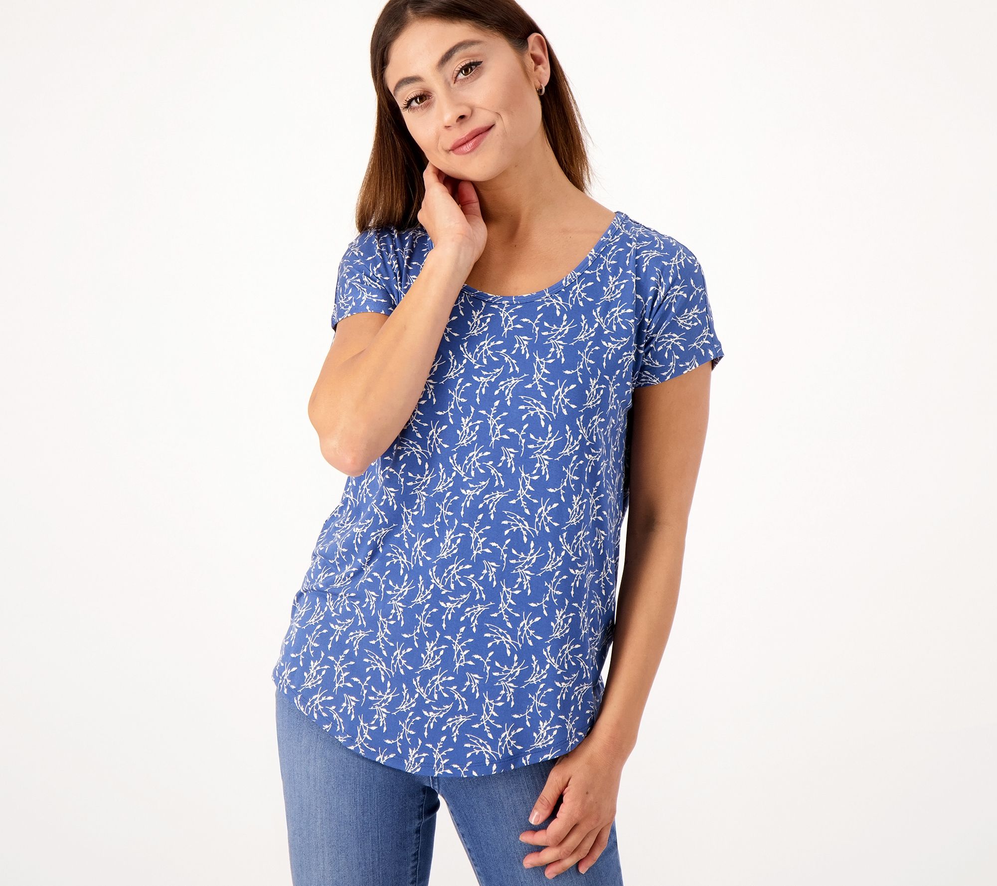 "As Is" Lands End Regular Short Sleeve Jersey Knit U-Neck Top