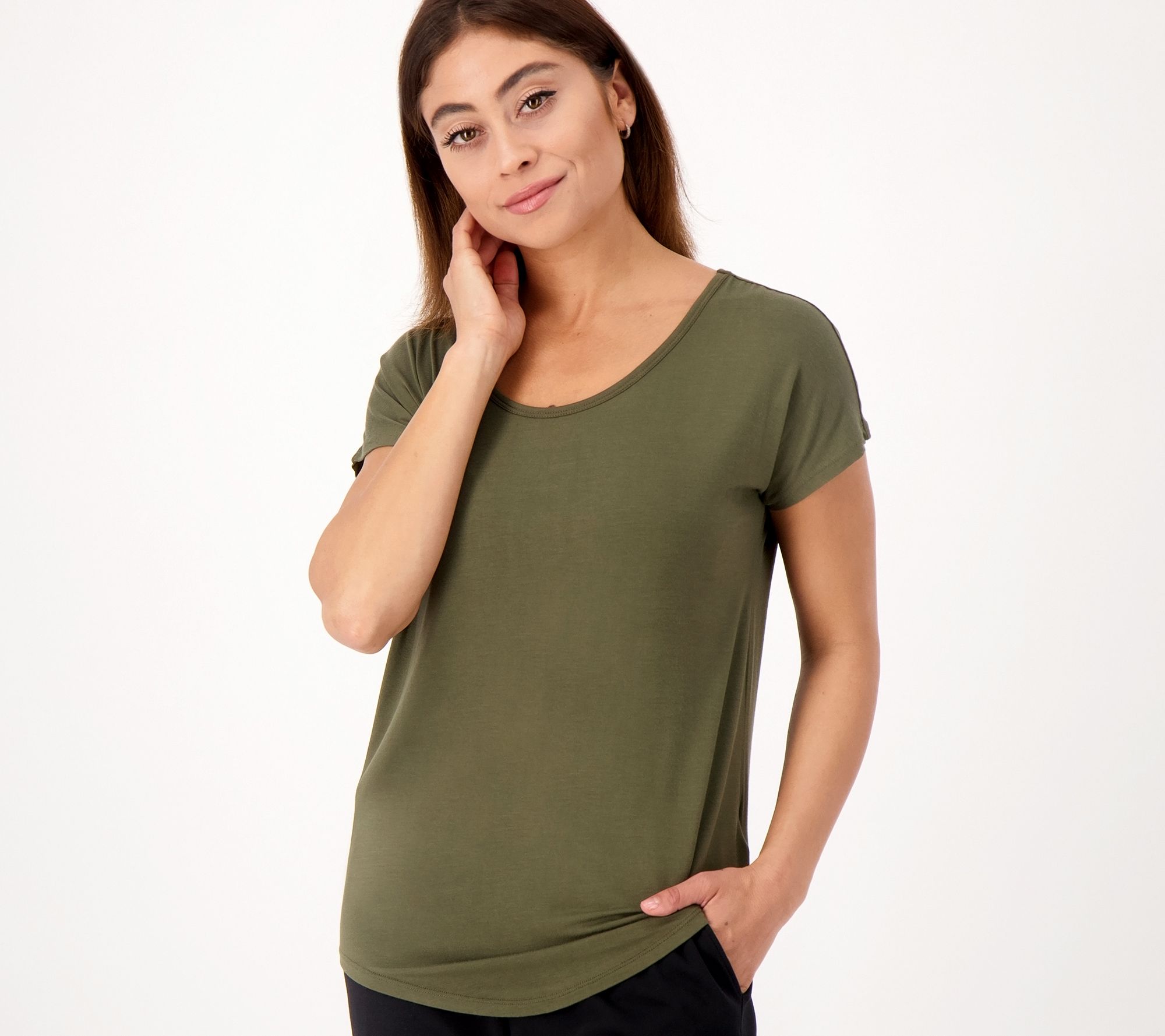 "As Is" Lands End Regular Short Sleeve Jersey Knit U-Neck Top