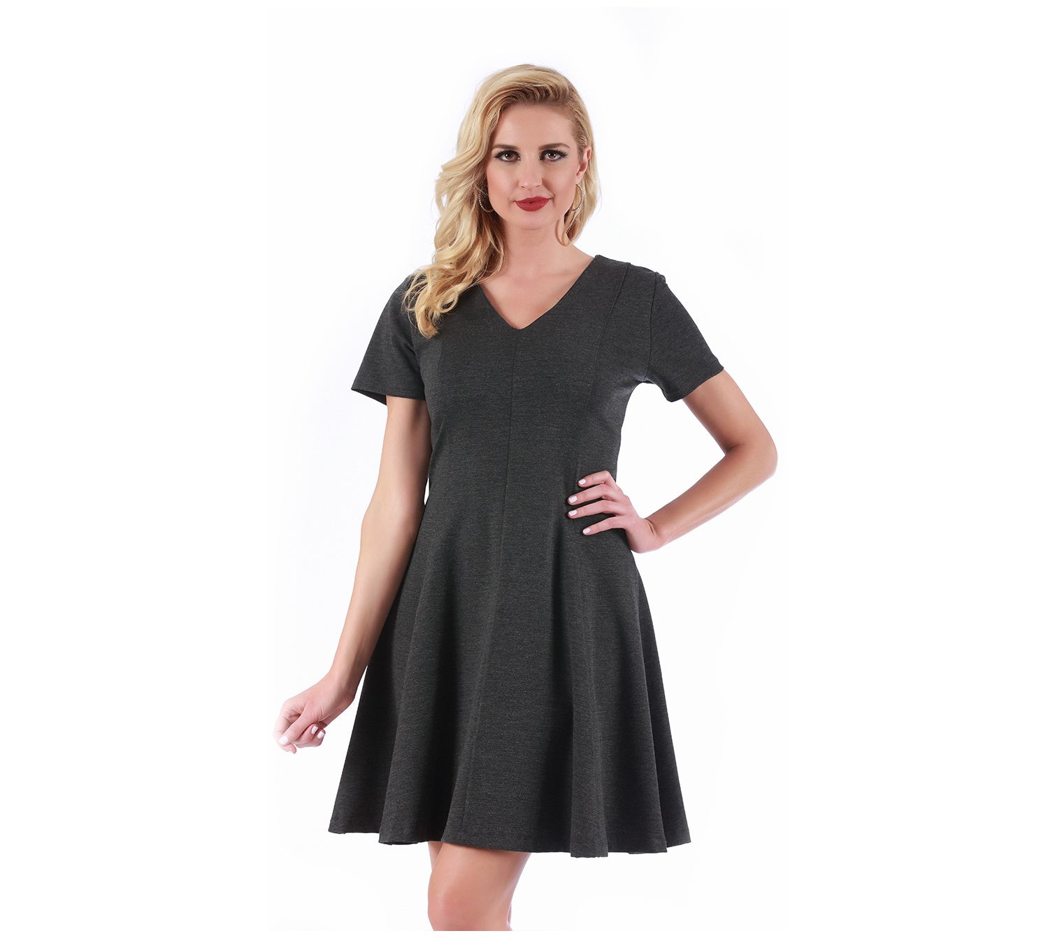 LaMonir Short Sleeve V-Neck Dress