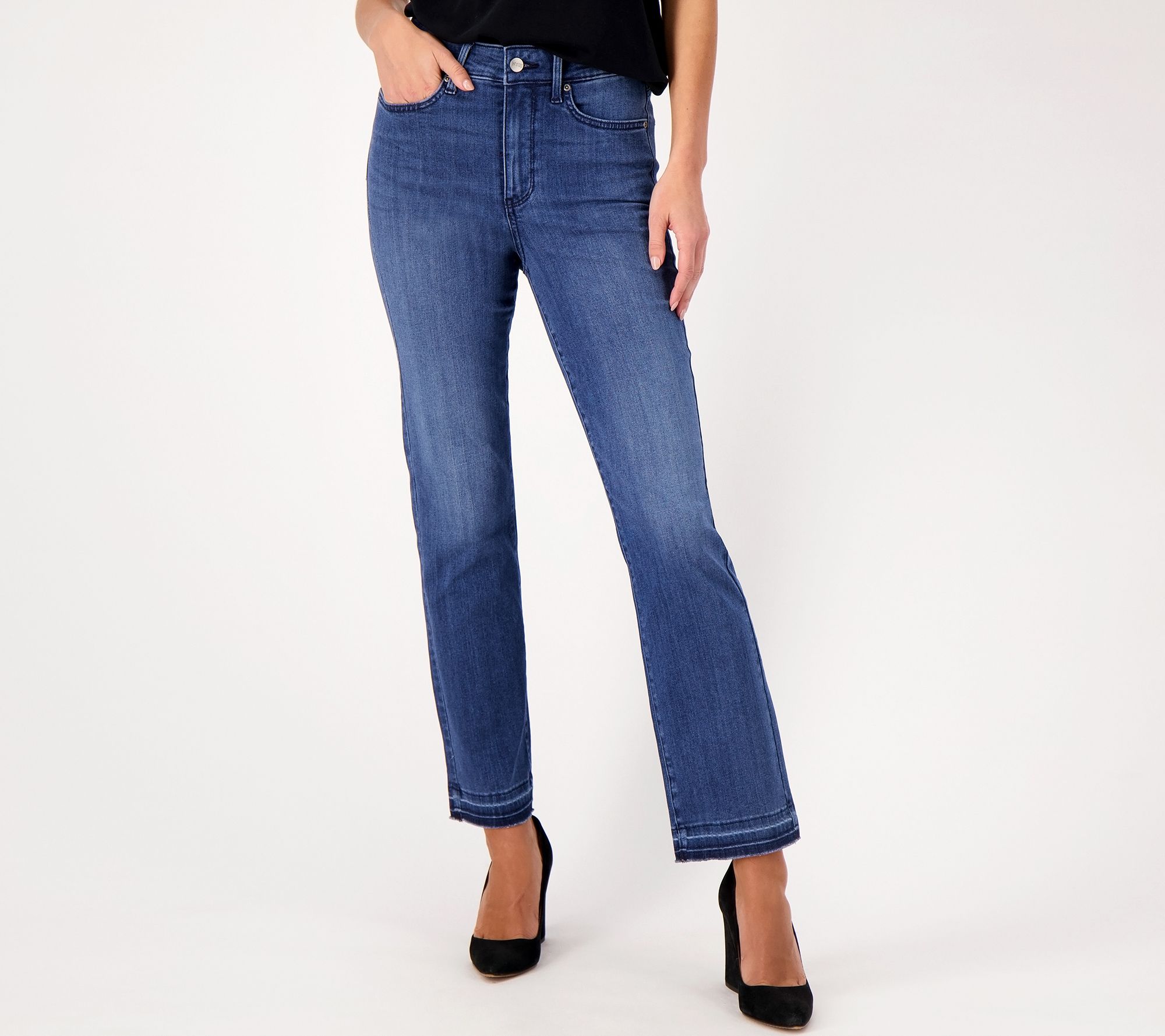 High Straight Jeans In Plus Size In Sure Stretch® Denim With Released Hems  - Playlist Blue | NYDJ