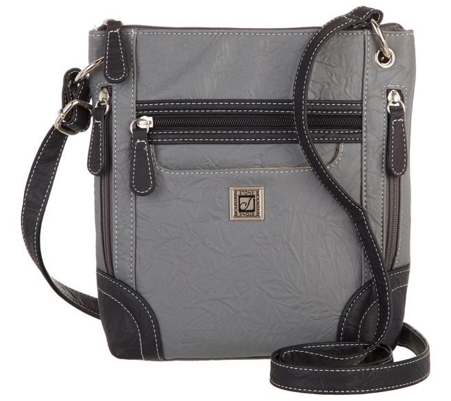 Stone Mountain Purse Gray Leather Double Handle Handbag Purses Pocketbooks