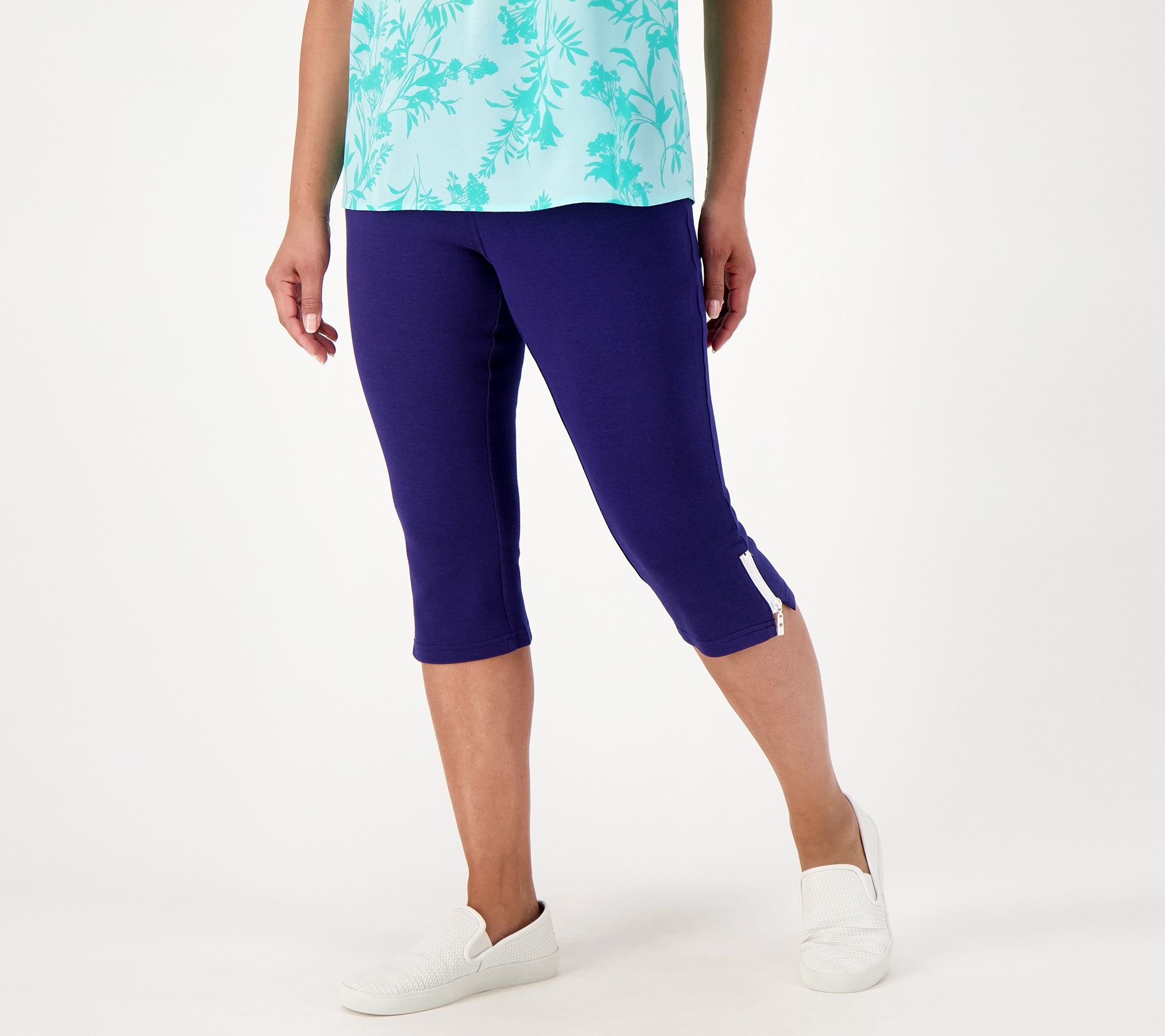 Belle by Kim Gravel Perfect Pique Floral Printed Capri Pant 