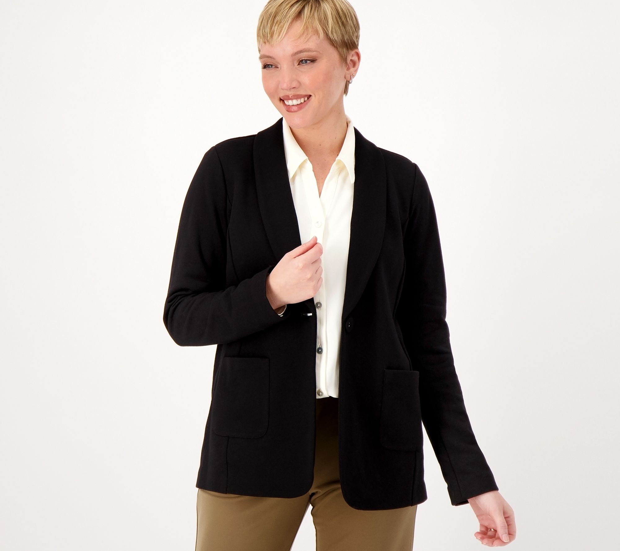"As Is" Susan Graver Weekend Petite Marina Knit Blazer