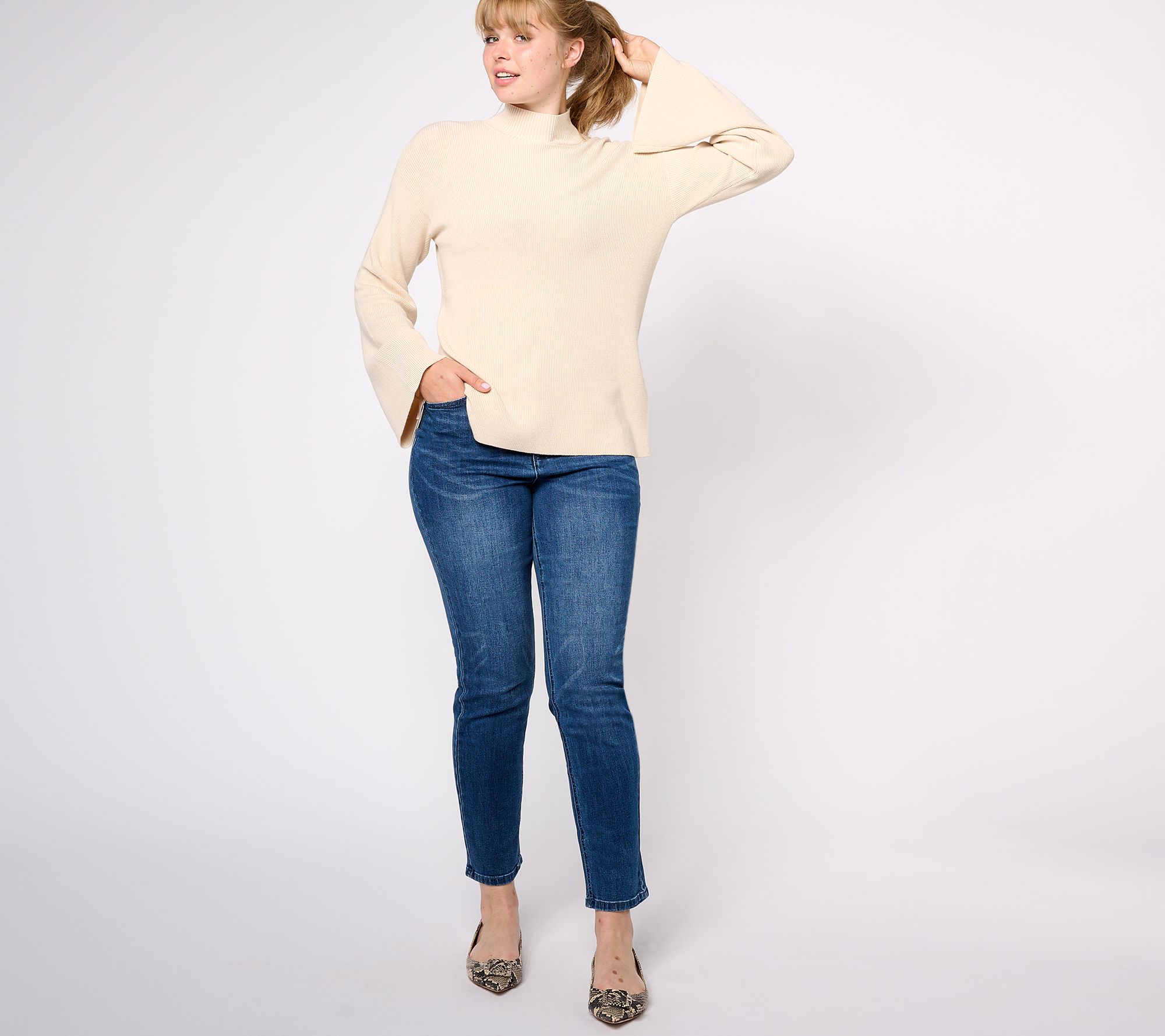 Girl With Curves Regular Straight Leg Jean w/Adj. Waist Detail - QVC.com