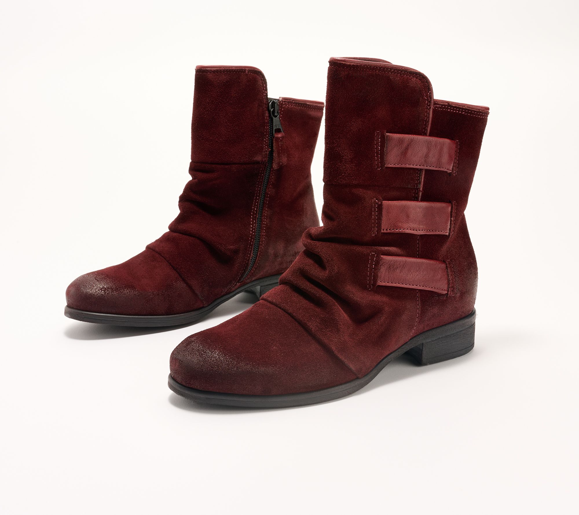 Miz Mooz Leather Triple Strap Ankle Boots - Shawn - QVC.com