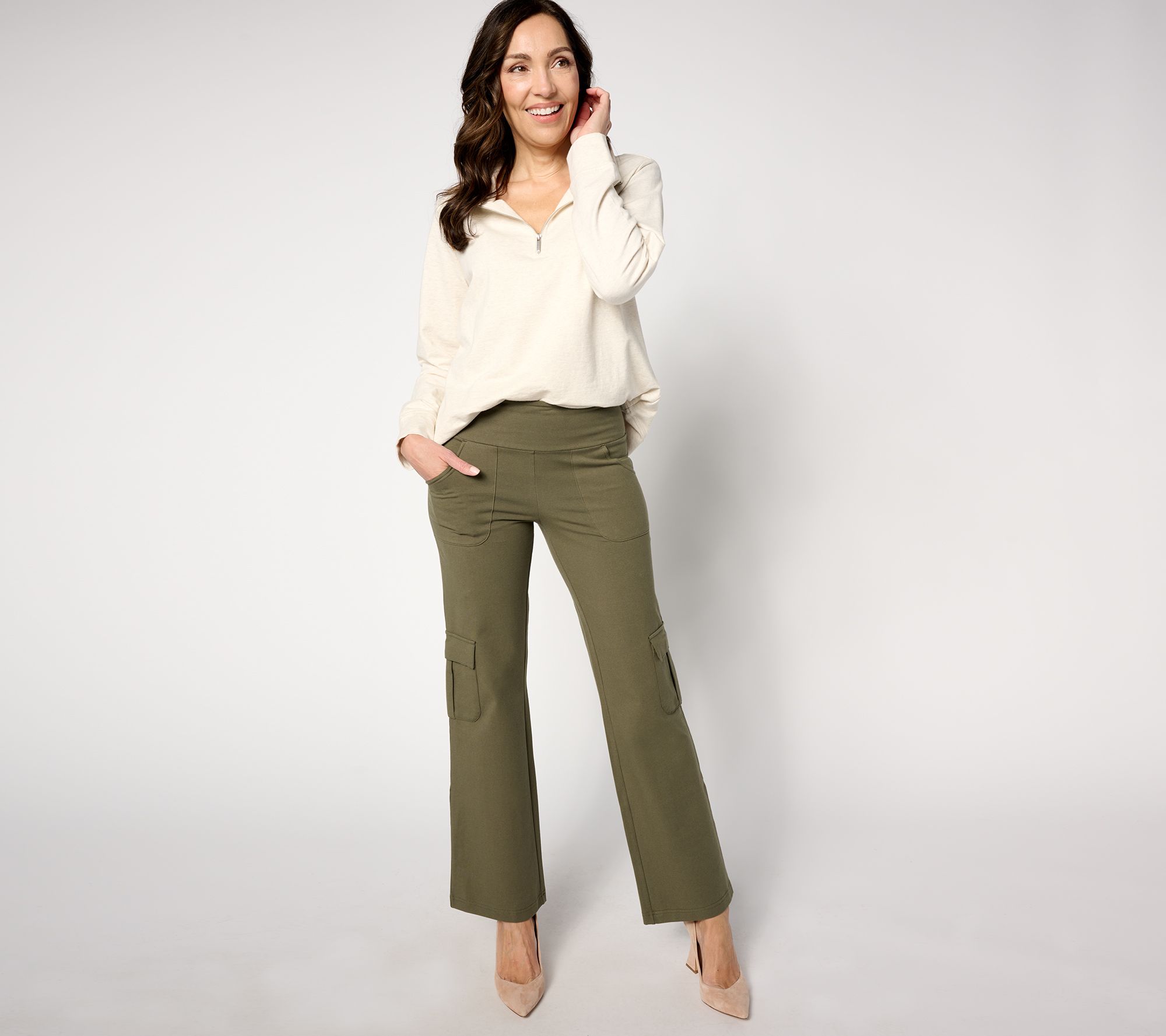 Women with Control Regular Tummy Control Boot-cut Cargo Trousers