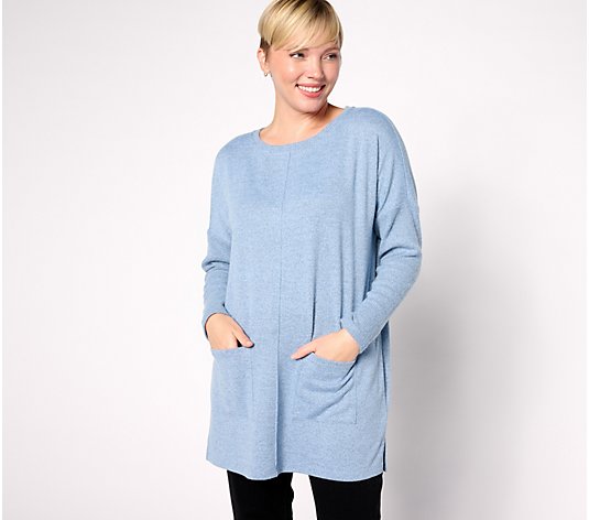 Denim & Co. Heavenly Jersey Petite Relaxed Fit Boatneck Tunic